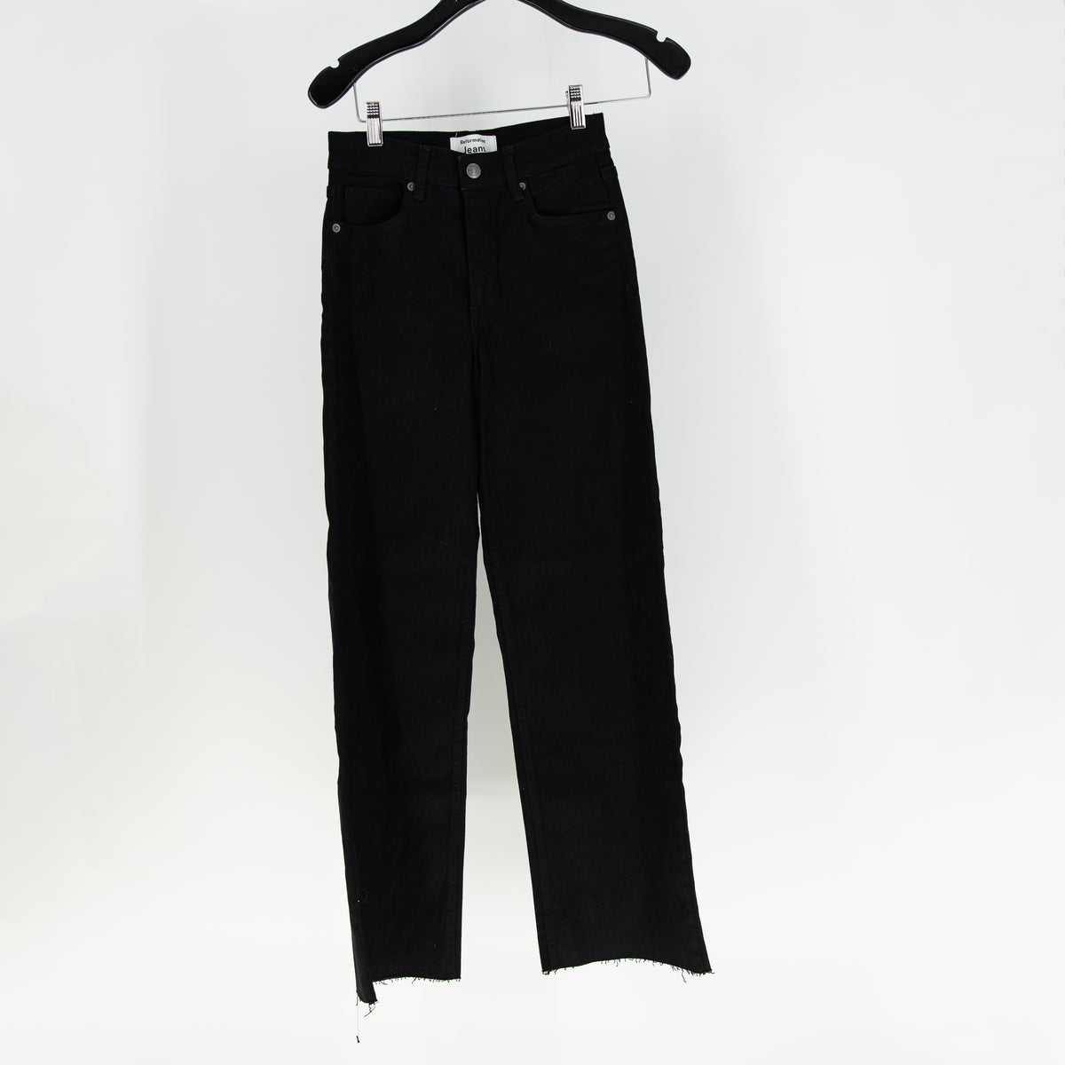 Reformation Emma High Rise Wide Leg Organically Grown Cotton Stretch Jeans Black