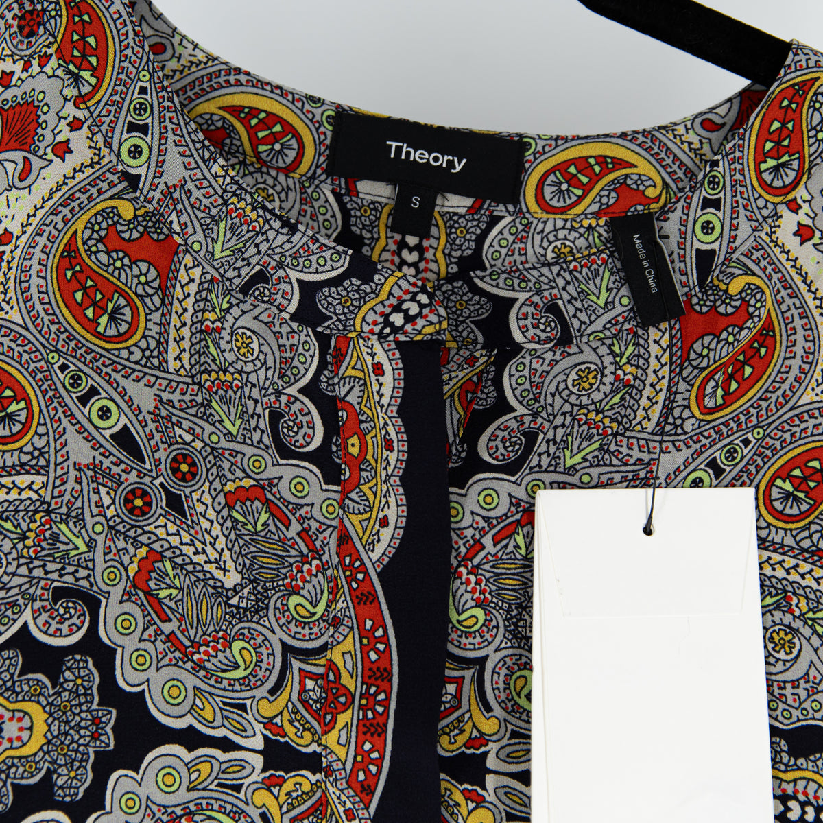 NEW Theory Maraseille Paisley Print Pattern Silk Chiffon Belted Mini Dress Small