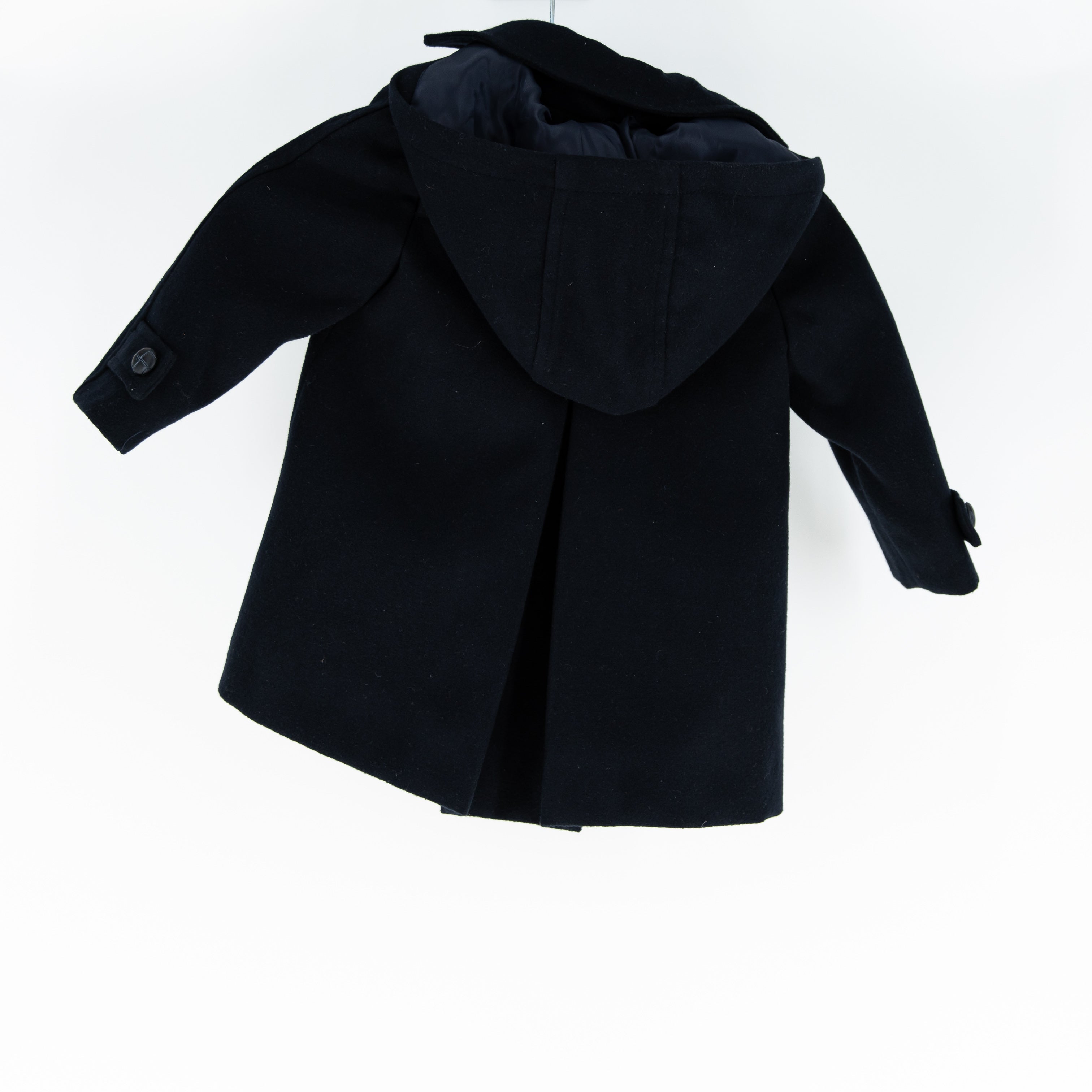 Baroni Firenze Made In Italy Kid's Felt Button Down Pea Coat Jacket Navy Blue