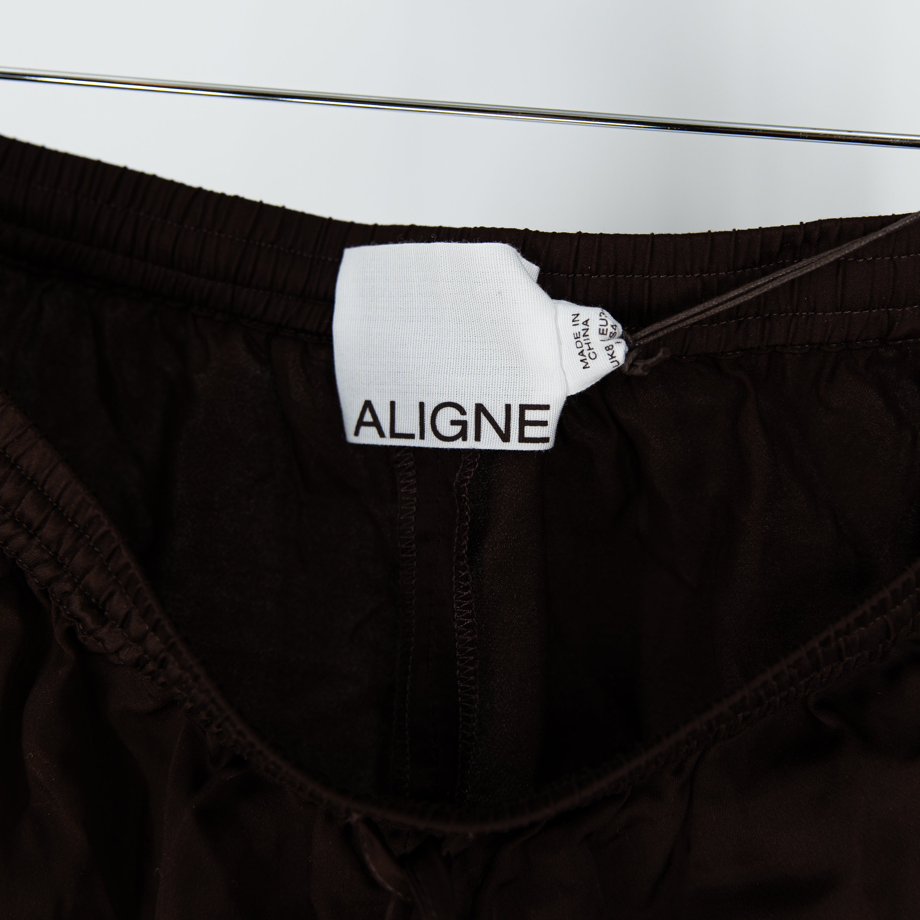 NEW Aligne Linette Satin Delicate Lace Trim Mini Pull On Shorts Chocolate Brown