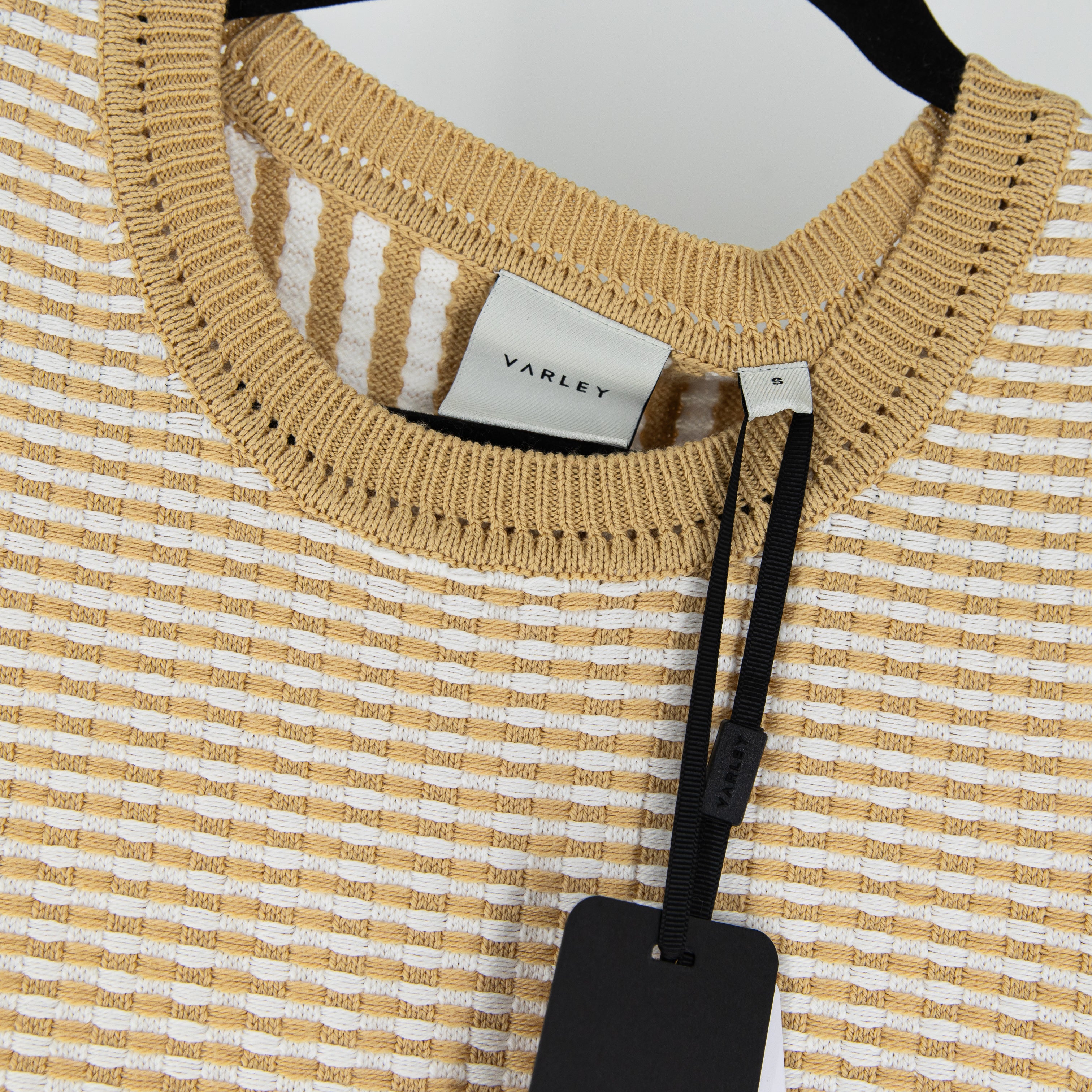 NEW Varley Elis Cotton Knit Crew Neck Sleeveless Sweater Tank Top New Wheat S