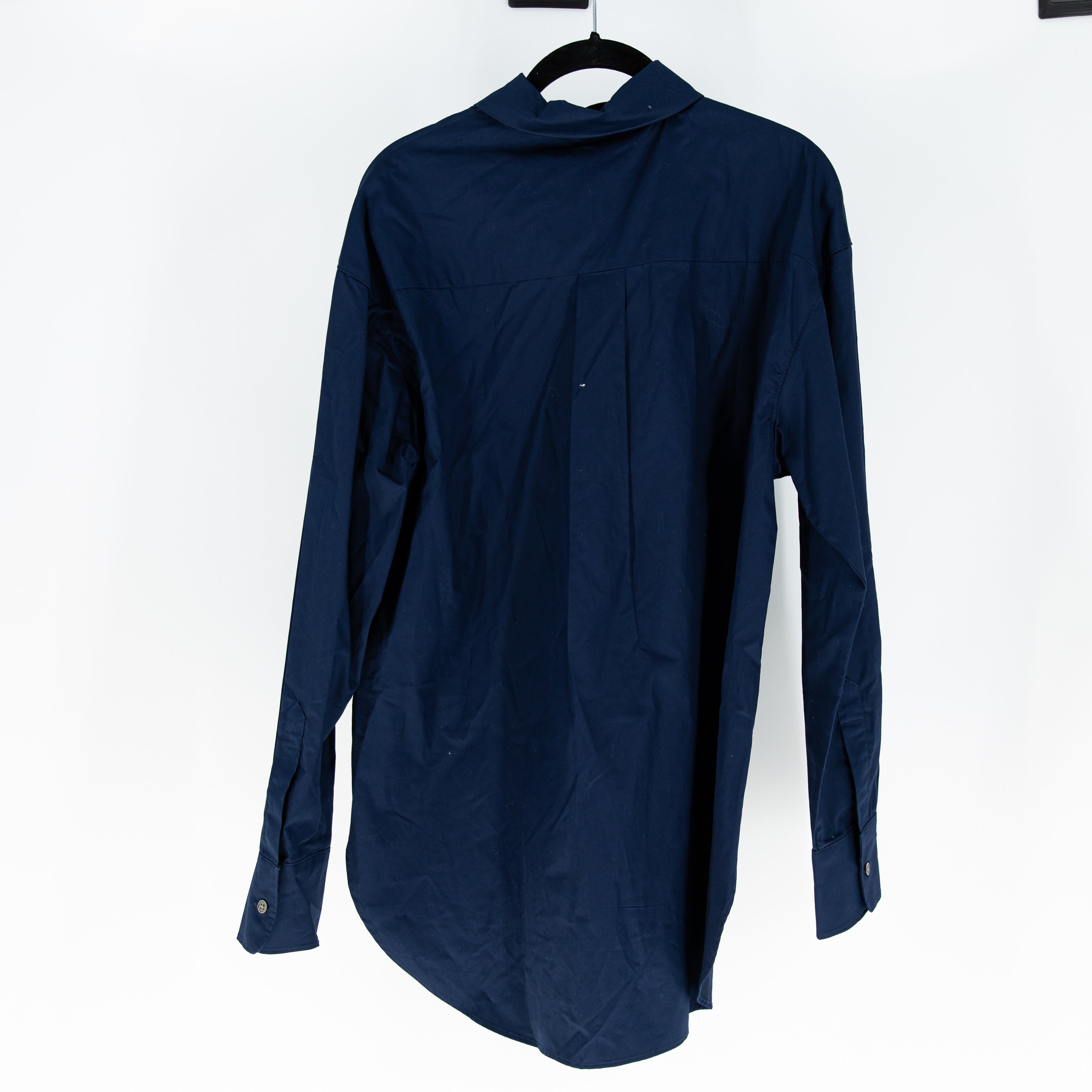 NEW Sold Out NYC The Everything Cotton Poplin Button Down Shirt Top Navy Blue S