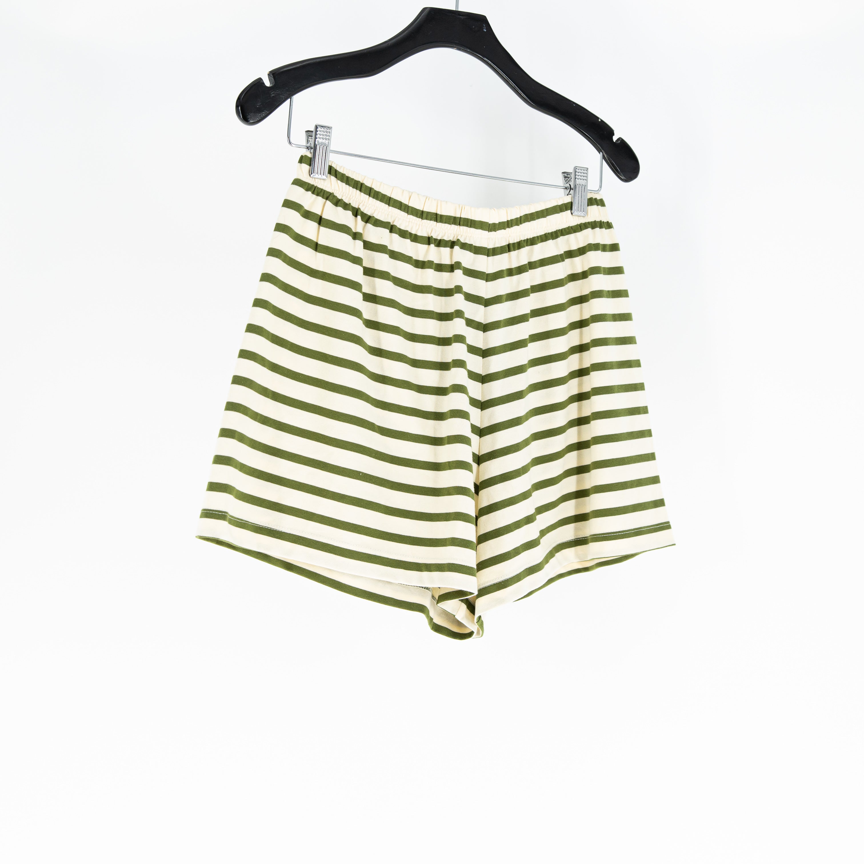 NEW Tuckernuck Olive Green Stripe Knit Olympia Pull On Stretch Mini Shorts Small