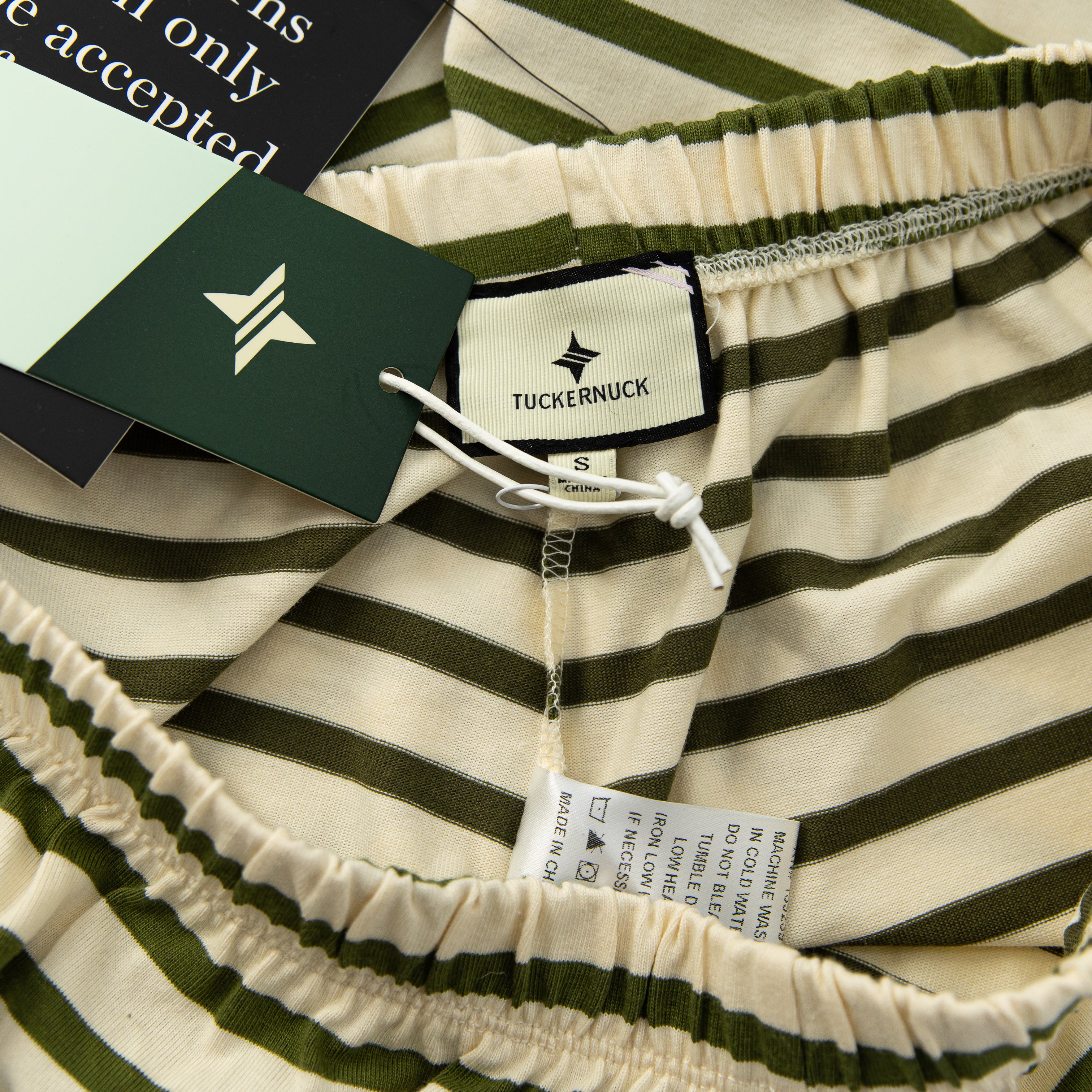 NEW Tuckernuck Olive Green Stripe Knit Olympia Pull On Stretch Mini Shorts Small