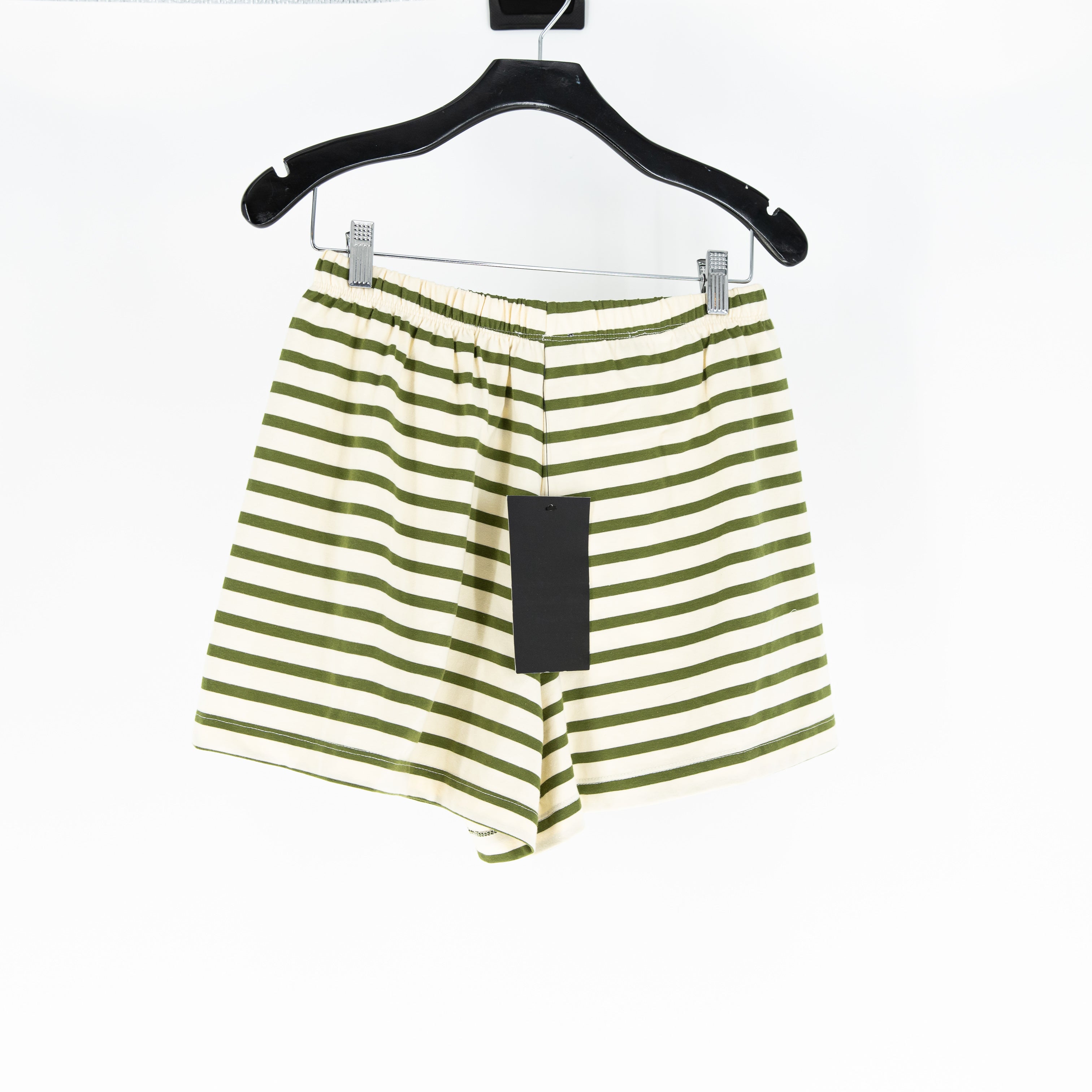 NEW Tuckernuck Olive Green Stripe Knit Olympia Pull On Stretch Mini Shorts Small