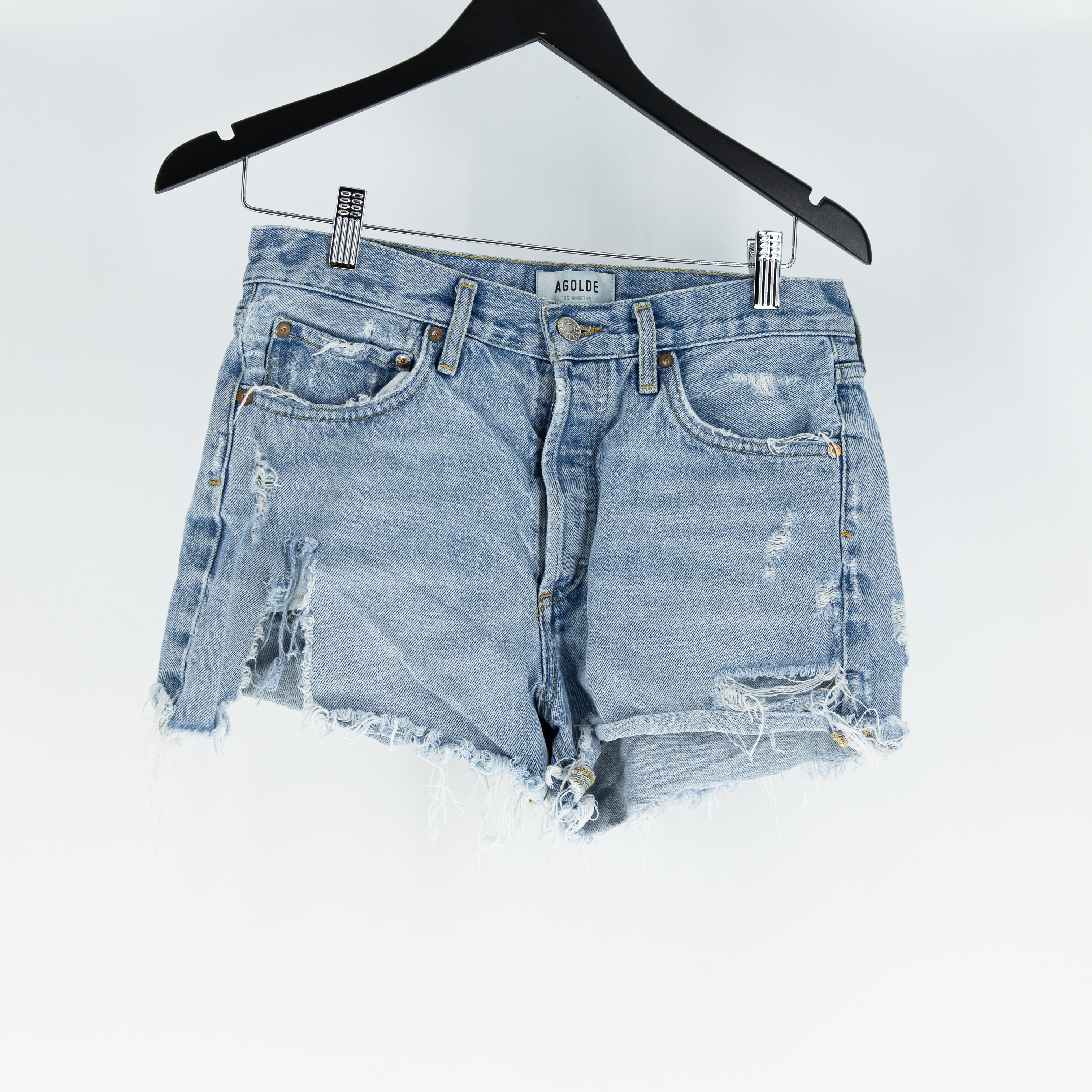 Agolde Denim Women's Parker Vintage Cut Off Mid Rise Mini Jean Shorts 27