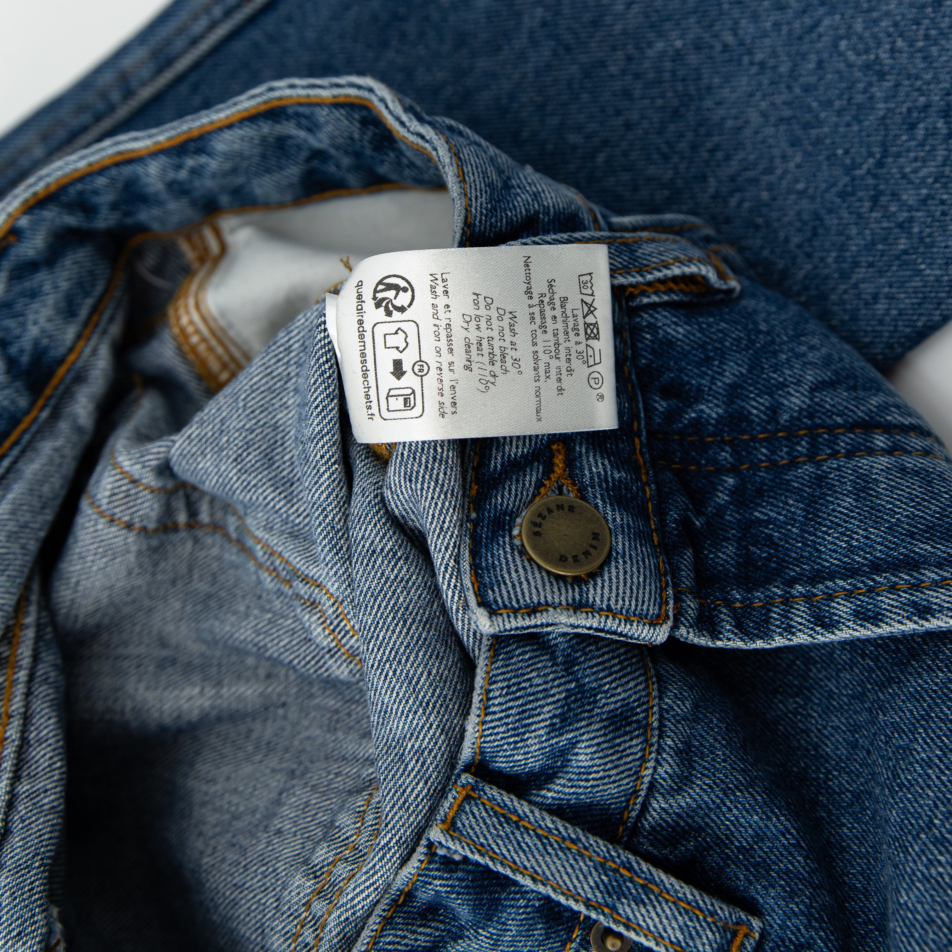 Sezane Women's Organic Cotton High Rise Straight Leg Denim Jeans Blue 27