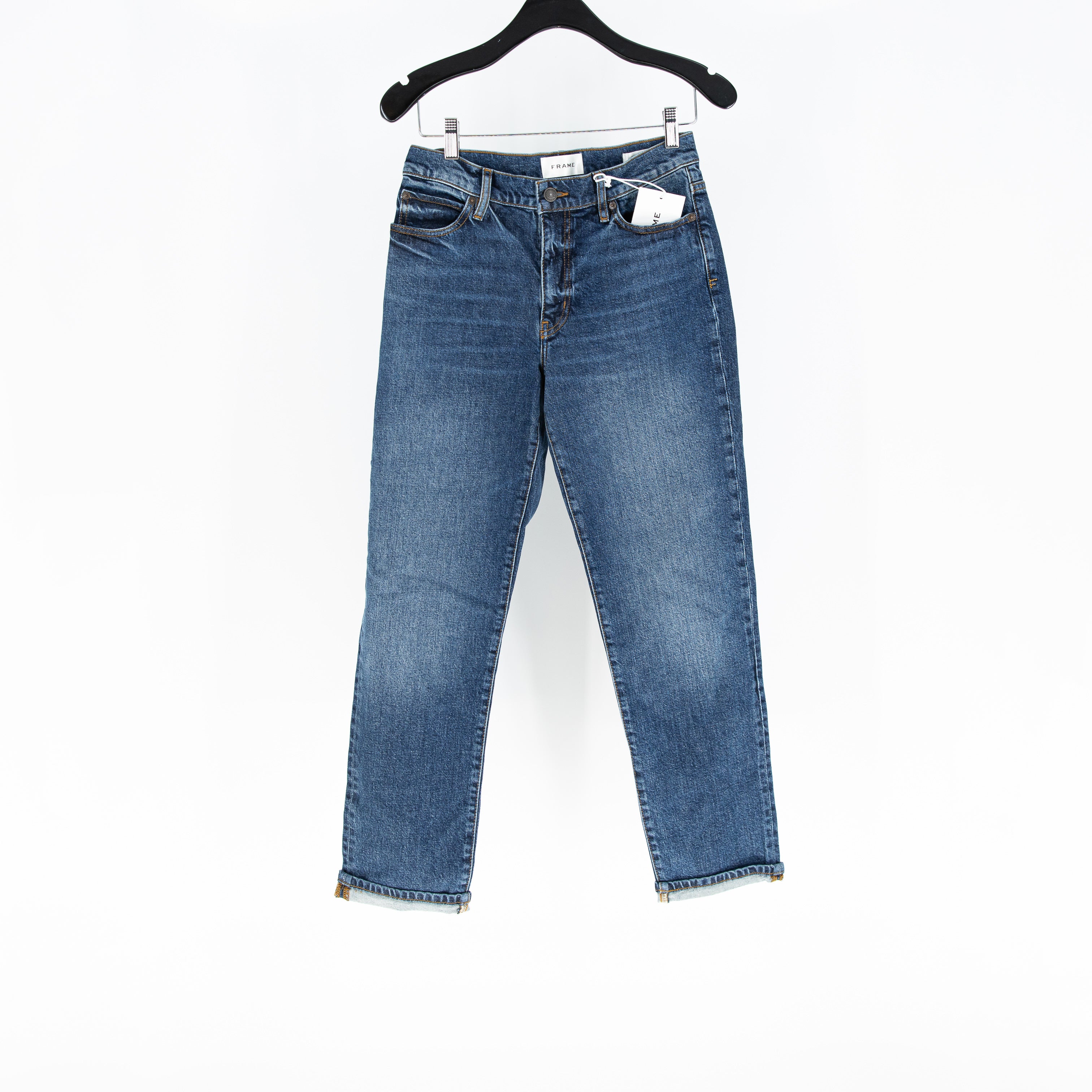 NEW Frame Denim Women's The Borrowed High Rise Ankle Slim Leg Jeans In Nebula 26