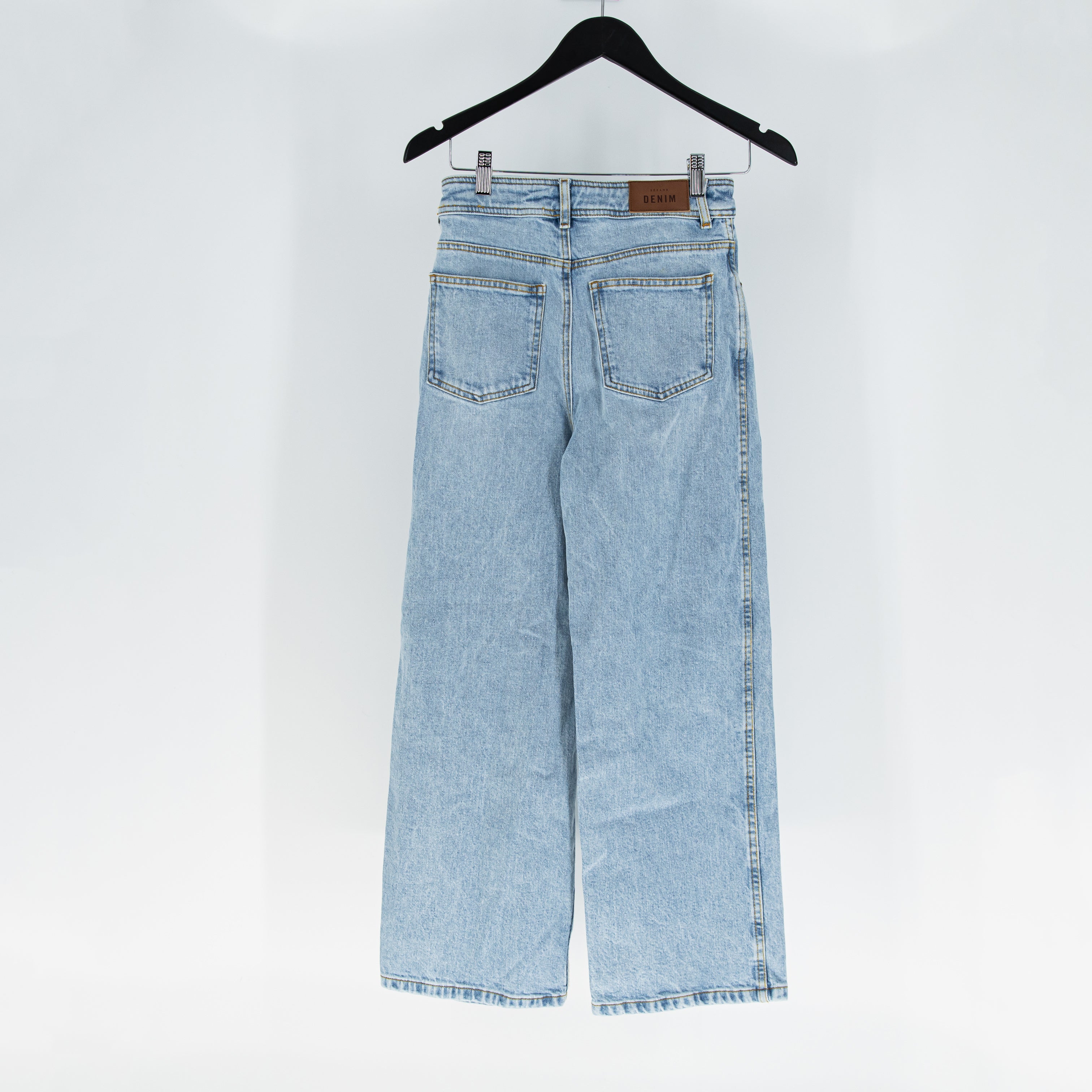 Sezane Women's Organic Cotton High Rise Straight Leg Denim Jeans Light Wash