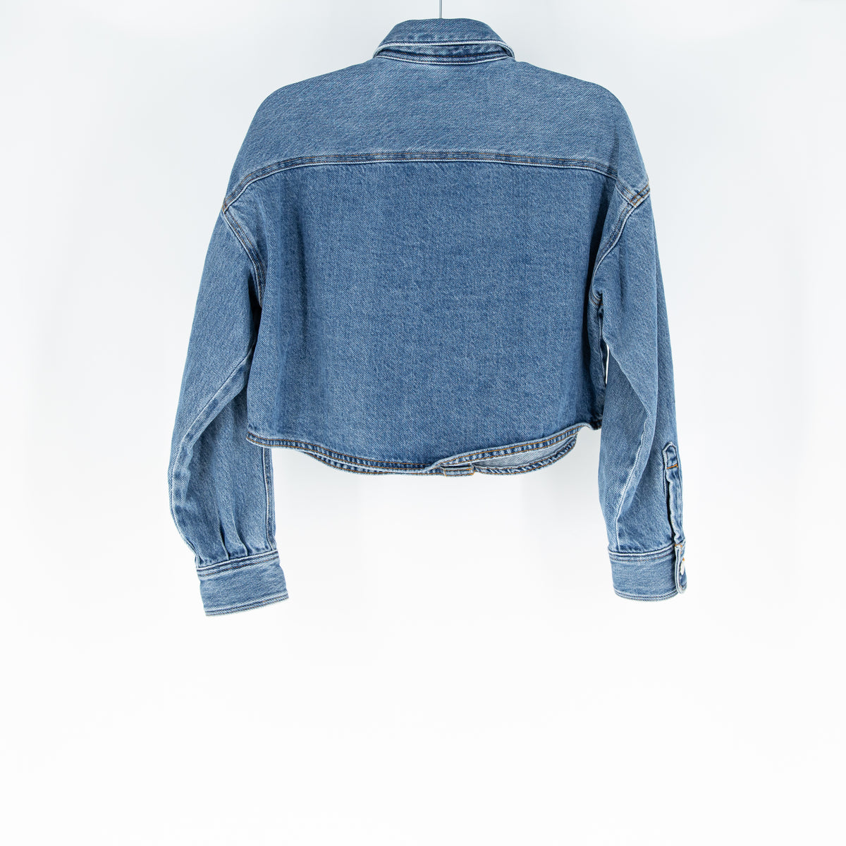 Zara Women's Cotton Button Front Collared Denim Jean Jacket XS Blue