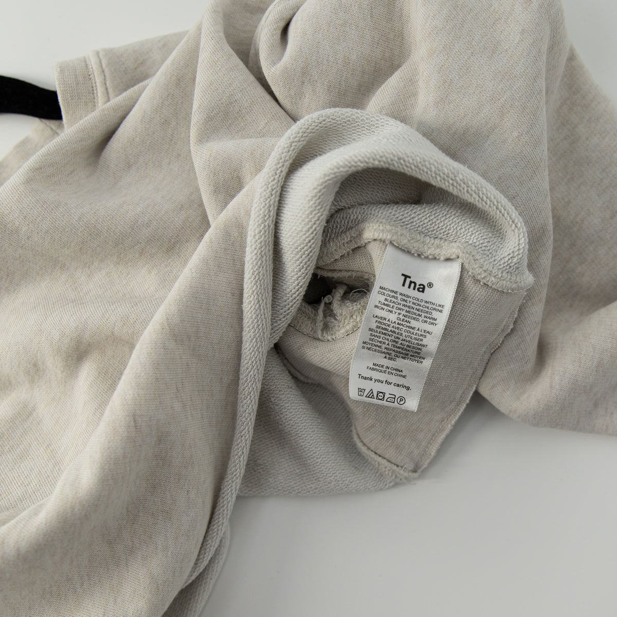 Aritzia TNA AiryAF Fleece Raw Edge Hem Crew Neck Cropped Sweatshirt Sweater Gray
