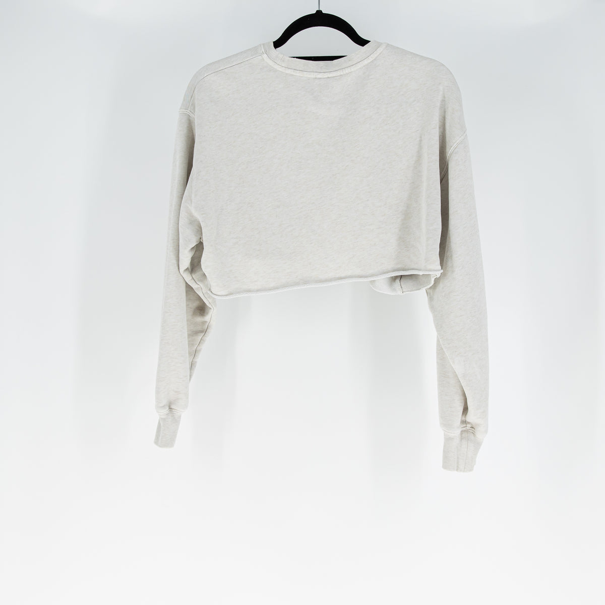 Aritzia TNA AiryAF Fleece Raw Edge Hem Crew Neck Cropped Sweatshirt Sweater Gray