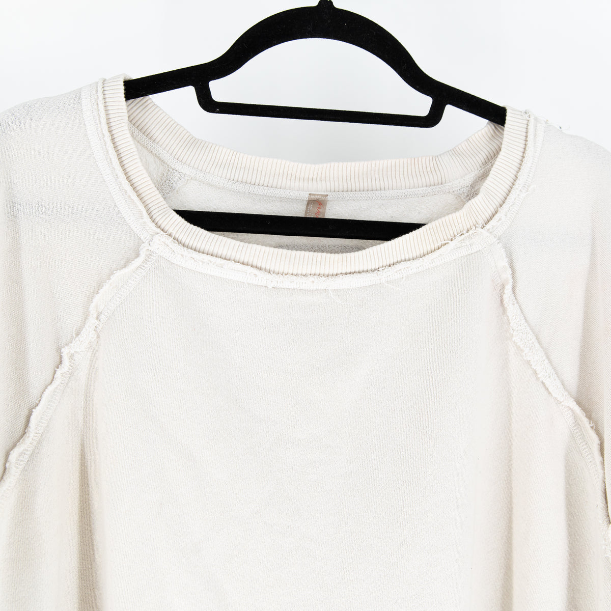 Free People One To Beat Cotton Terry Lined Oversized Off Shoulder Sweater Ivory