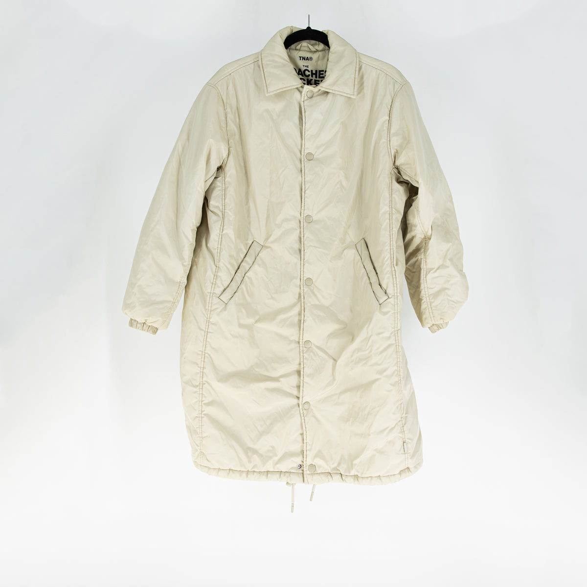 TNA Aritzia The Coaches Long Water Resistant Collared Snap Button Front Jacket