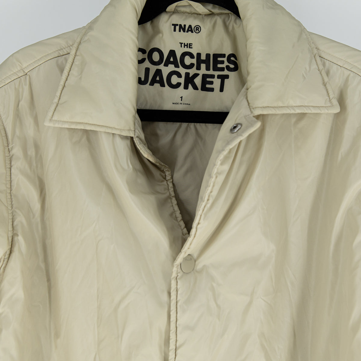 TNA Aritzia The Coaches Long Water Resistant Collared Snap Button Front Jacket