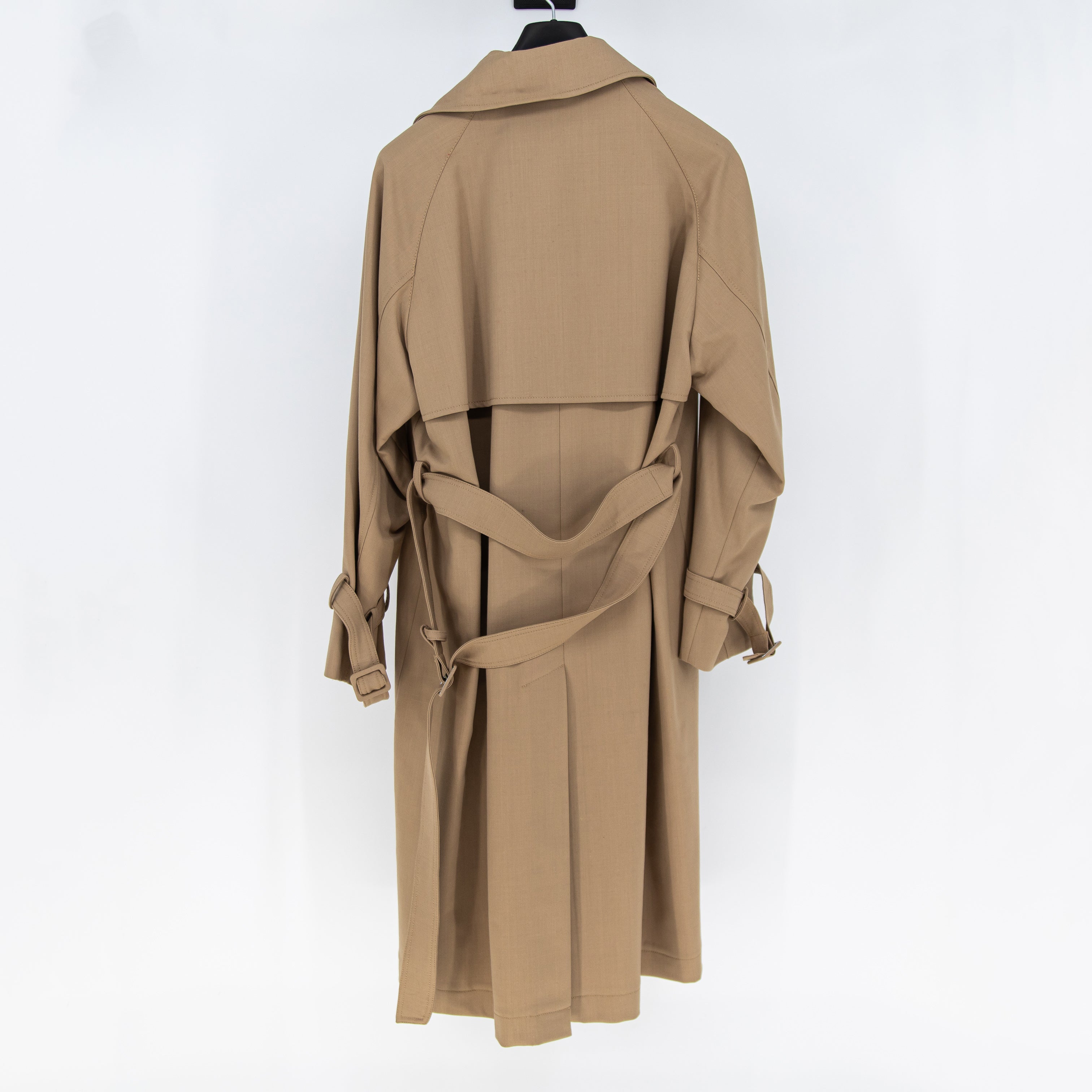 Max Mara Women's Wool Blend Double Breasted Trench Coat Jacket Neutral 2