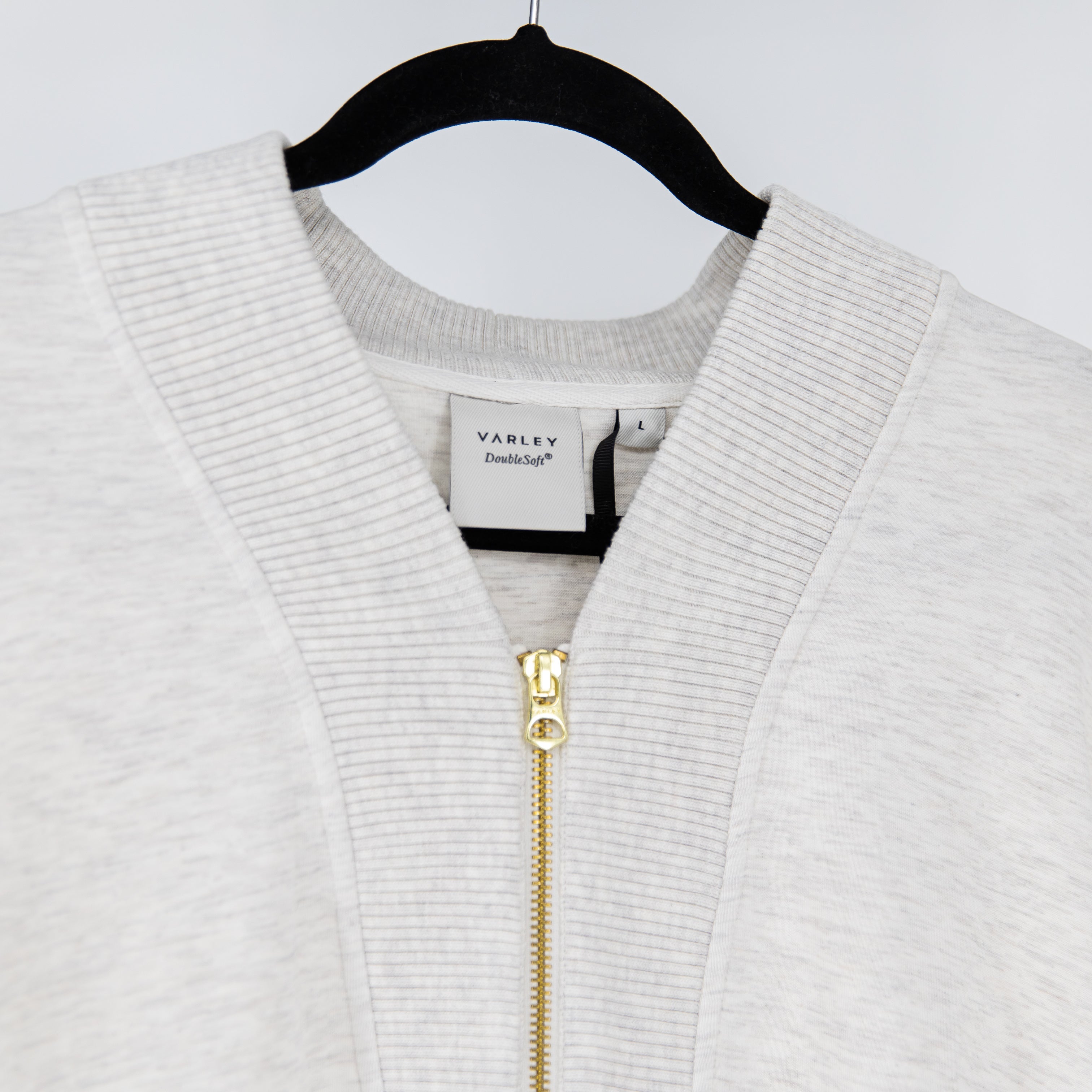 NEW Varley Women's Sally Half Zip Pullover Stretch Knit Sweater Ivory Marl Large