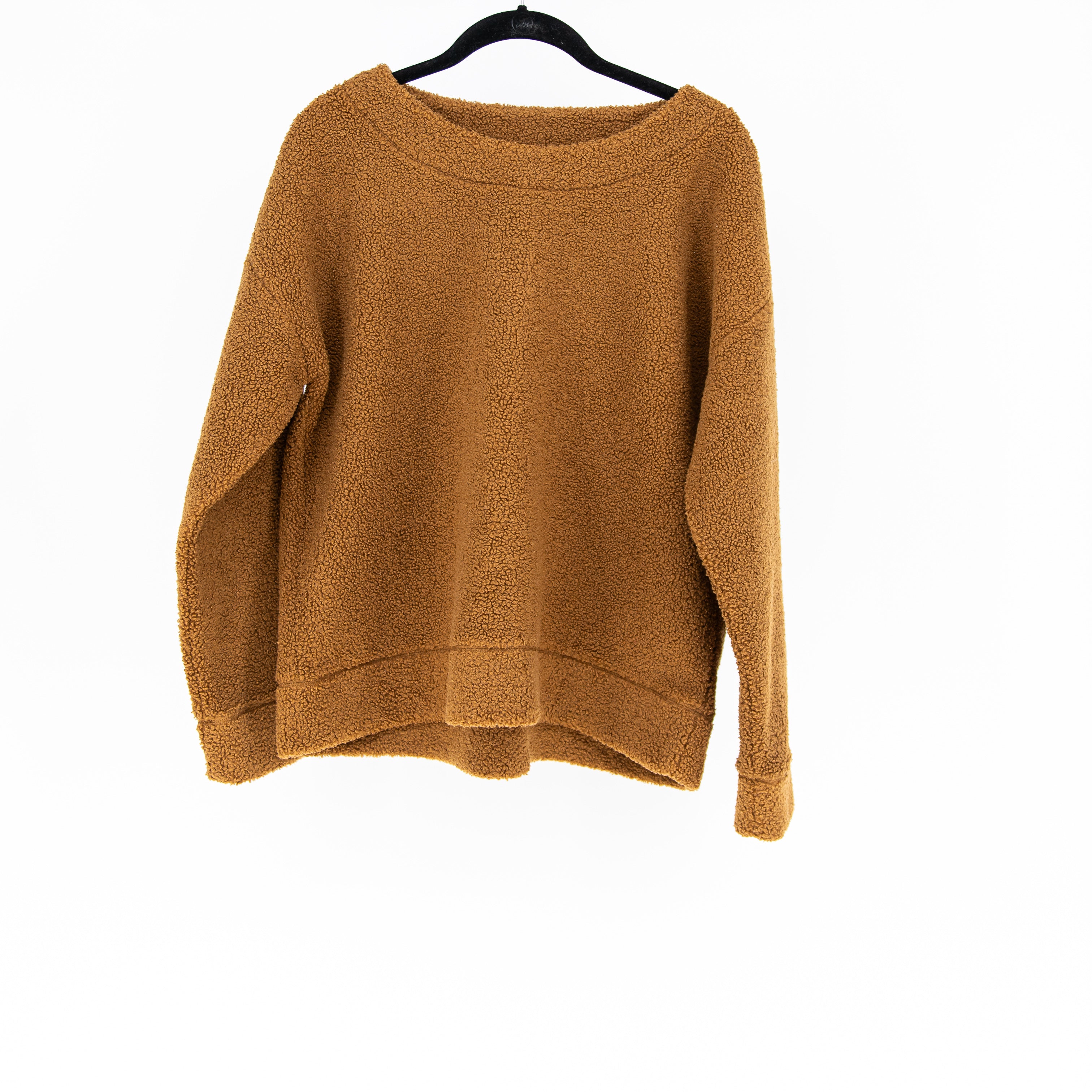 J. Crew Women's Vintage Fleece Teddy Cropped Sherpa Pullover Sweatshirt Sweater