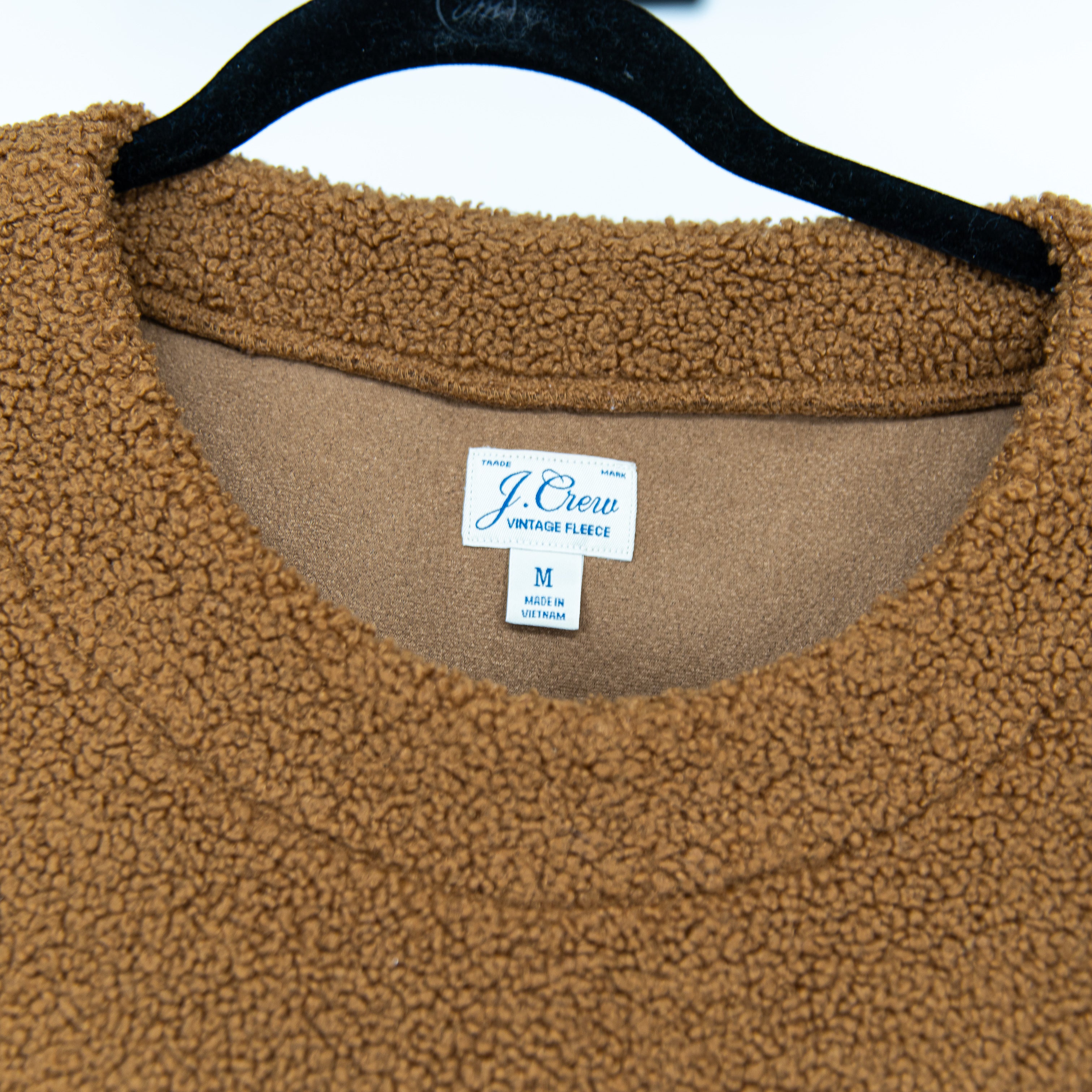 J. Crew Women's Vintage Fleece Teddy Cropped Sherpa Pullover Sweatshirt Sweater