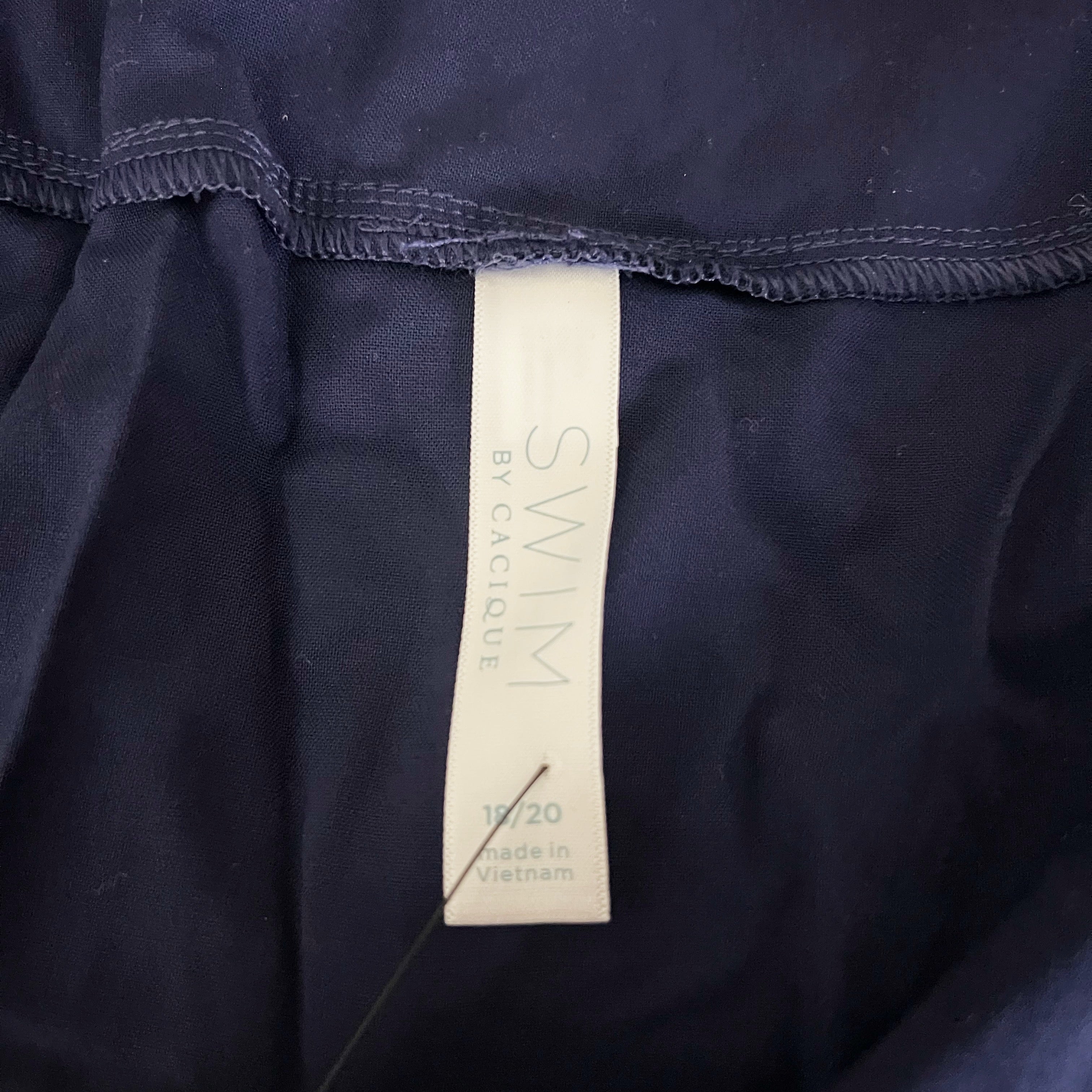 NEW Cacique V Neck Short Sleeve Swim Bathing Suit Mini Cover Up Dress Blue 18/20