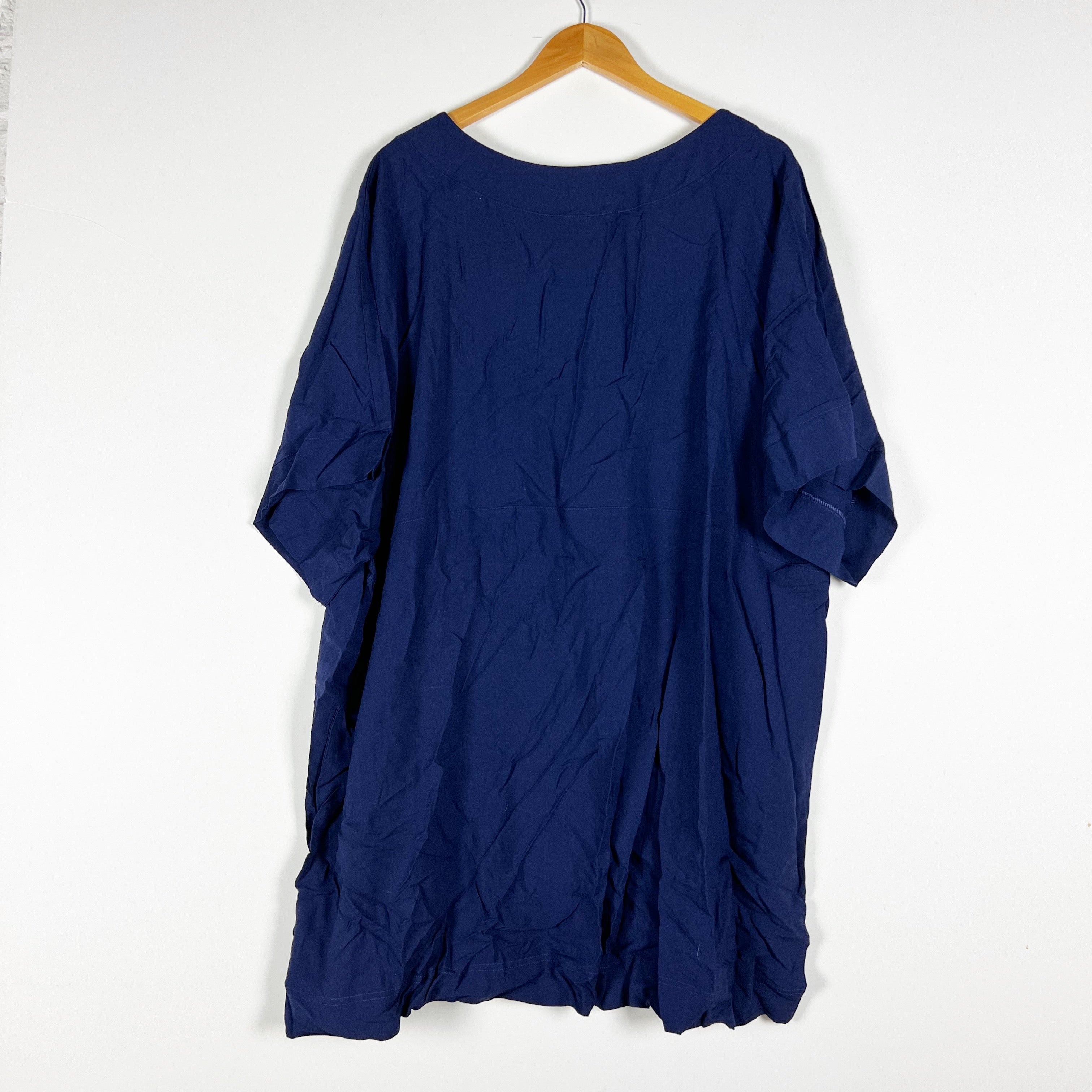 NEW Cacique V Neck Short Sleeve Swim Bathing Suit Mini Cover Up Dress Blue 18/20