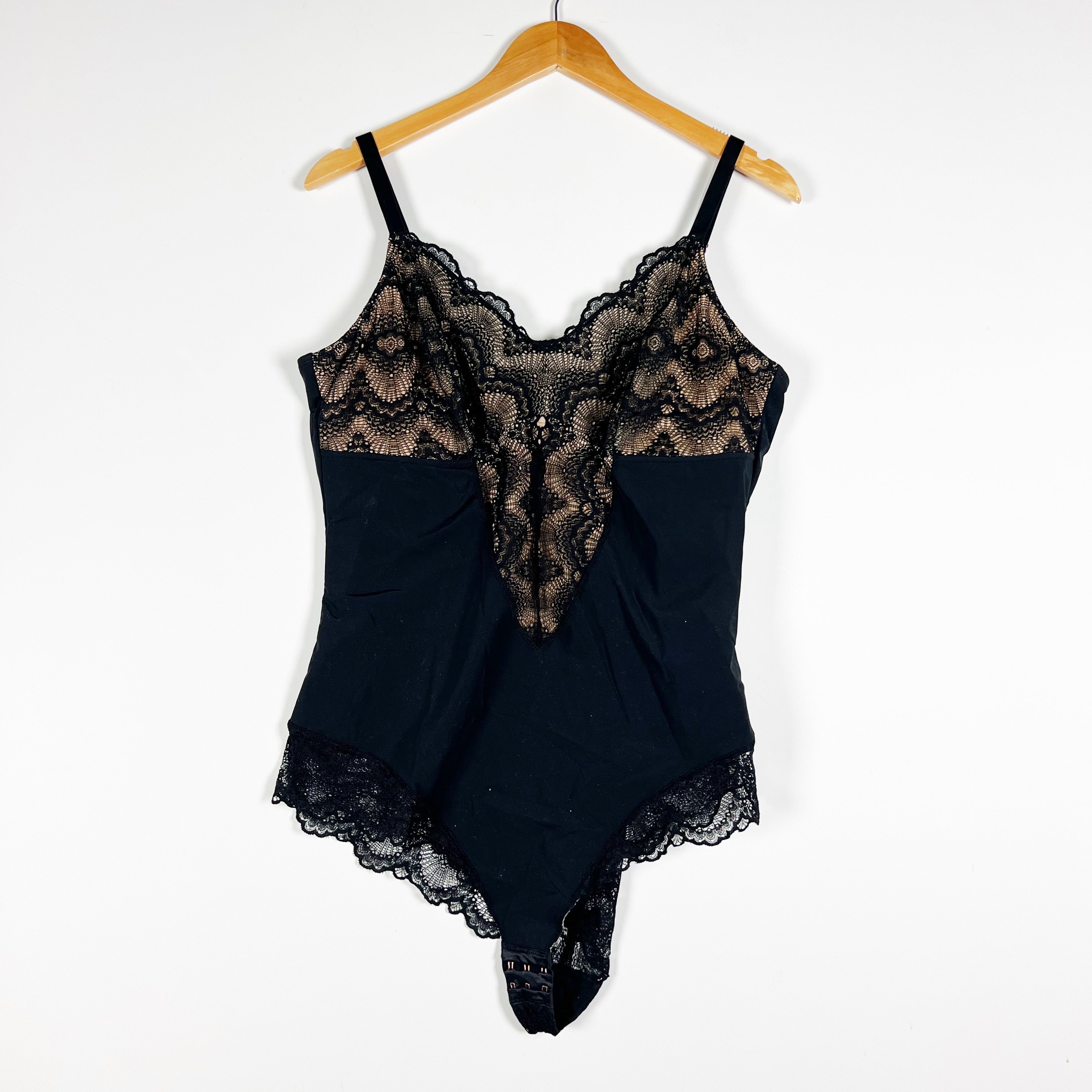 Pinsy Sculpting Shaping Lace One Piece Bodysuit Intimates Shapewear Black 2X