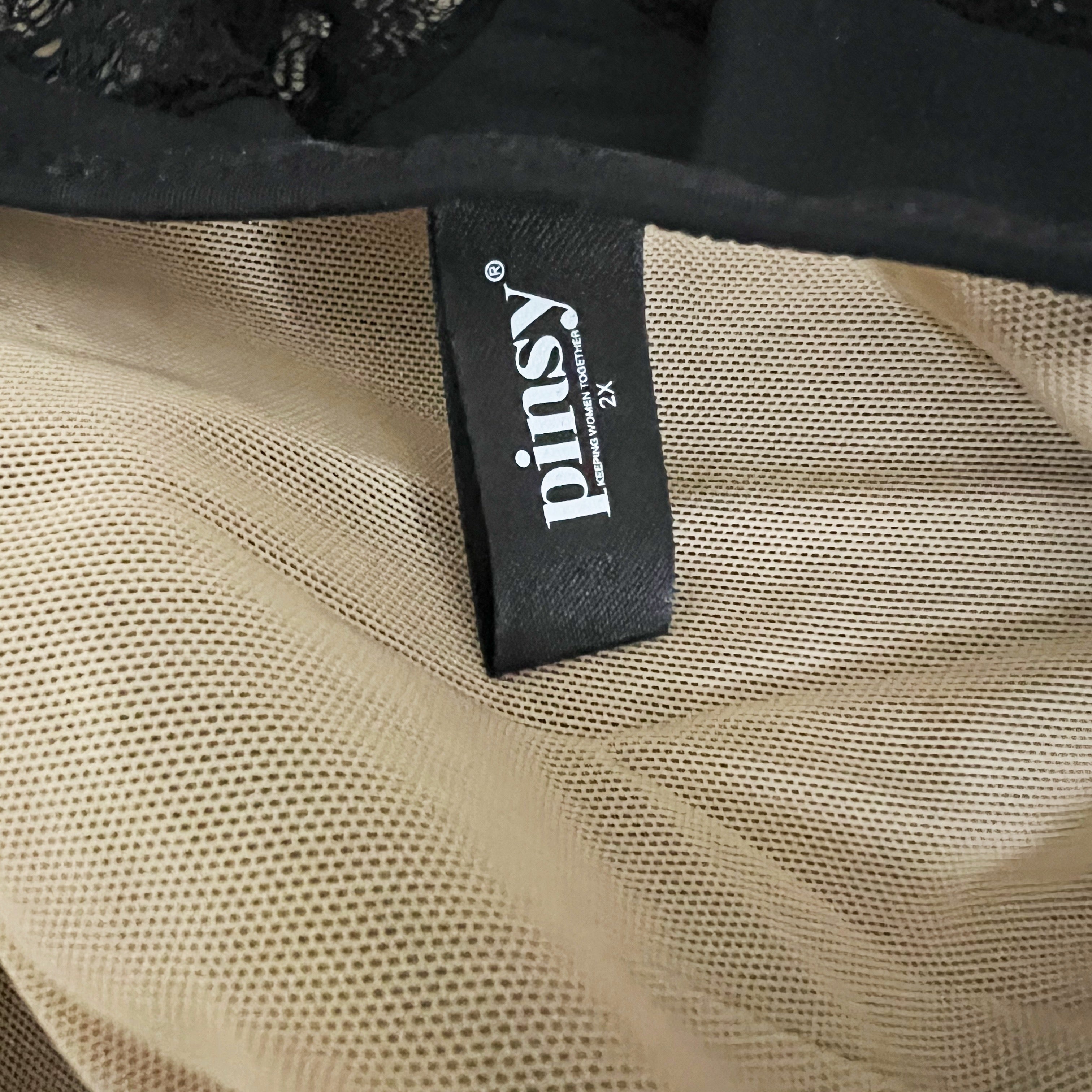 Pinsy Sculpting Shaping Lace One Piece Bodysuit Intimates Shapewear Black 2X