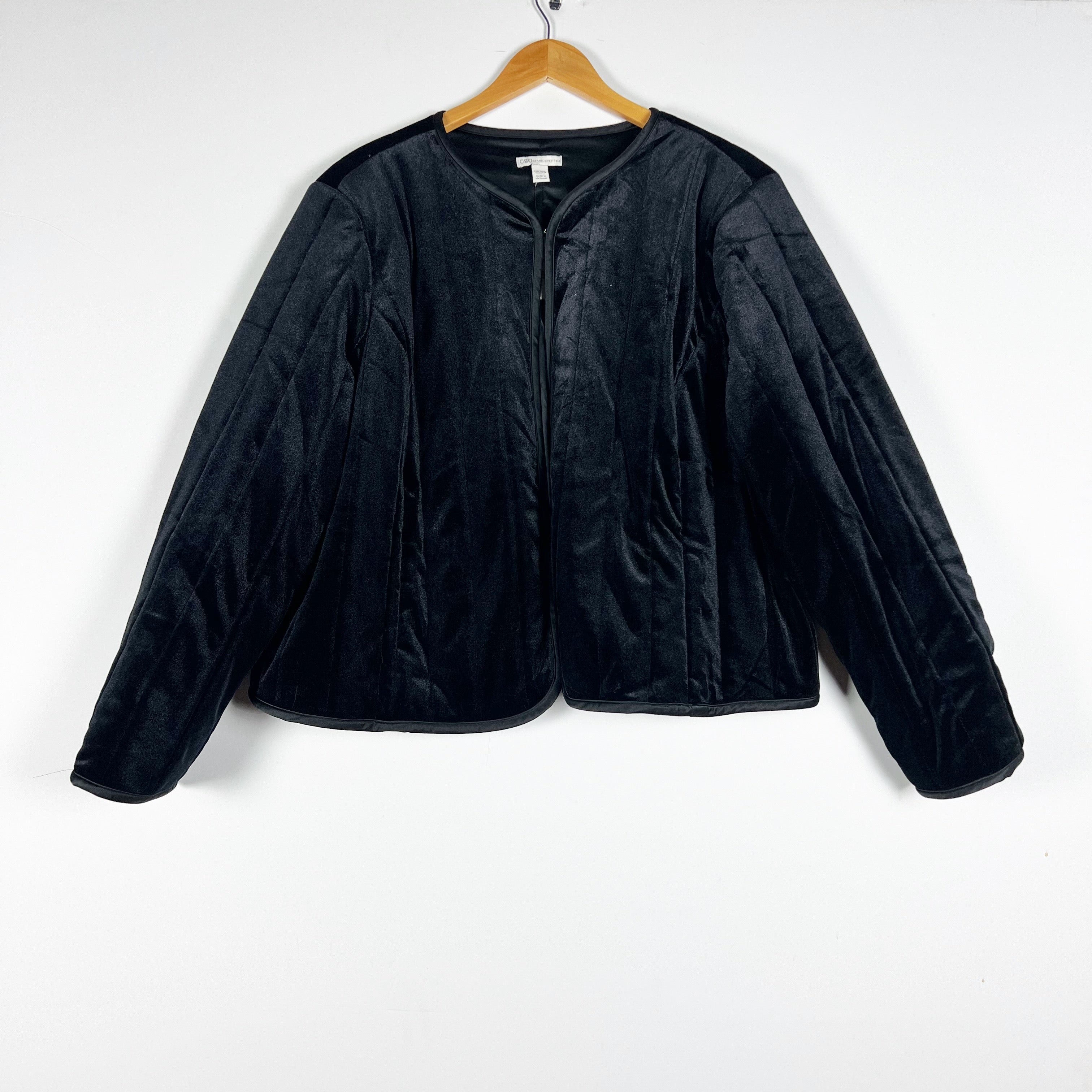 NEW Cato Fashions Plus Size Quilted Velvet Velour Jacket Ideal Black 18/20W