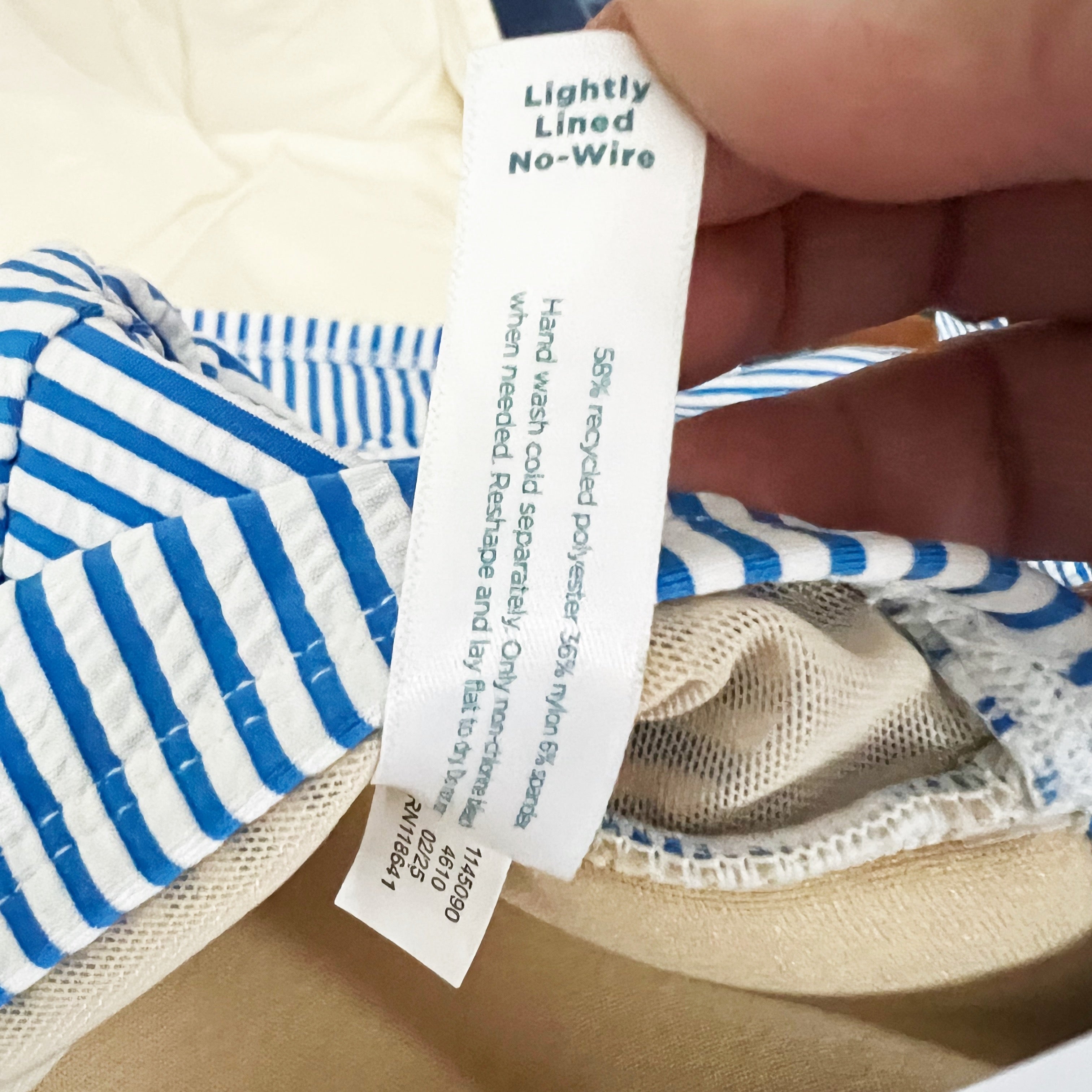NEW Cacique Blue White Stripe Seersucker Ruffle Tankini Bathing Suit Swim Top 20