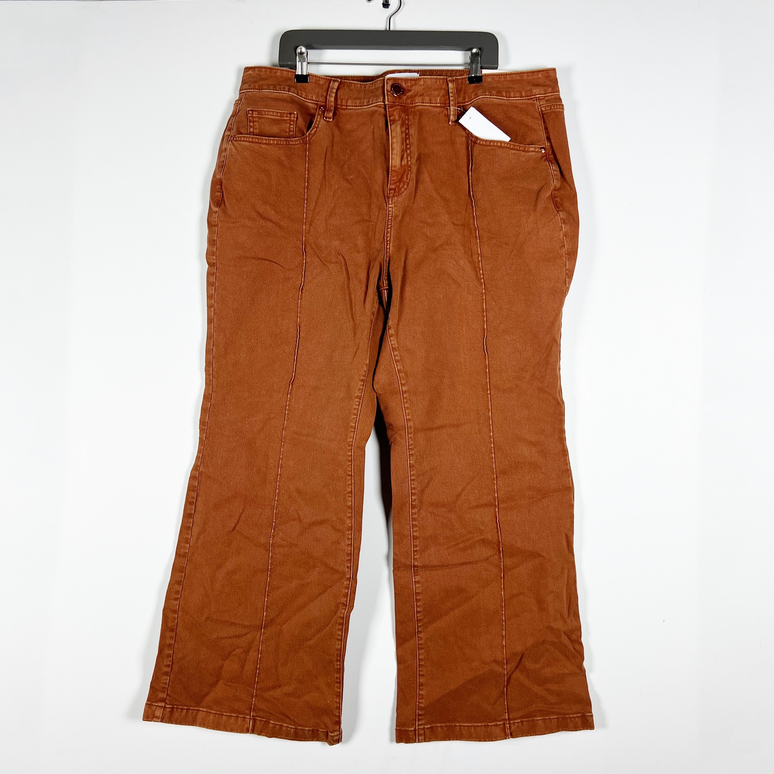 NEW Lane Bryant Signature Flare Mid Rise Cotton Stretch Denim Pants Copper Brown