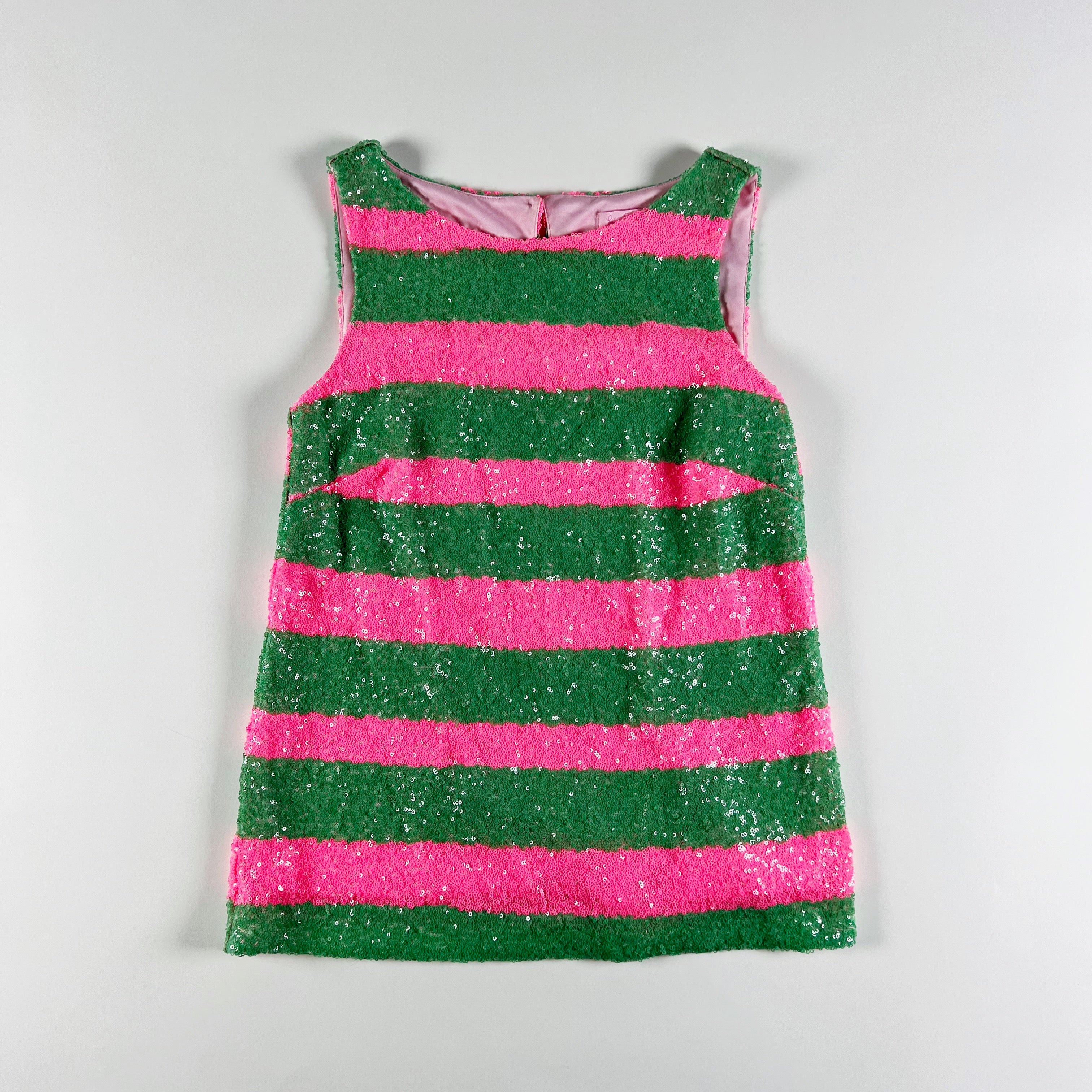 Lilly Pulitzer Regina Tropical Pink Green Cucina Stripe Crew Neck Sleeveless Top