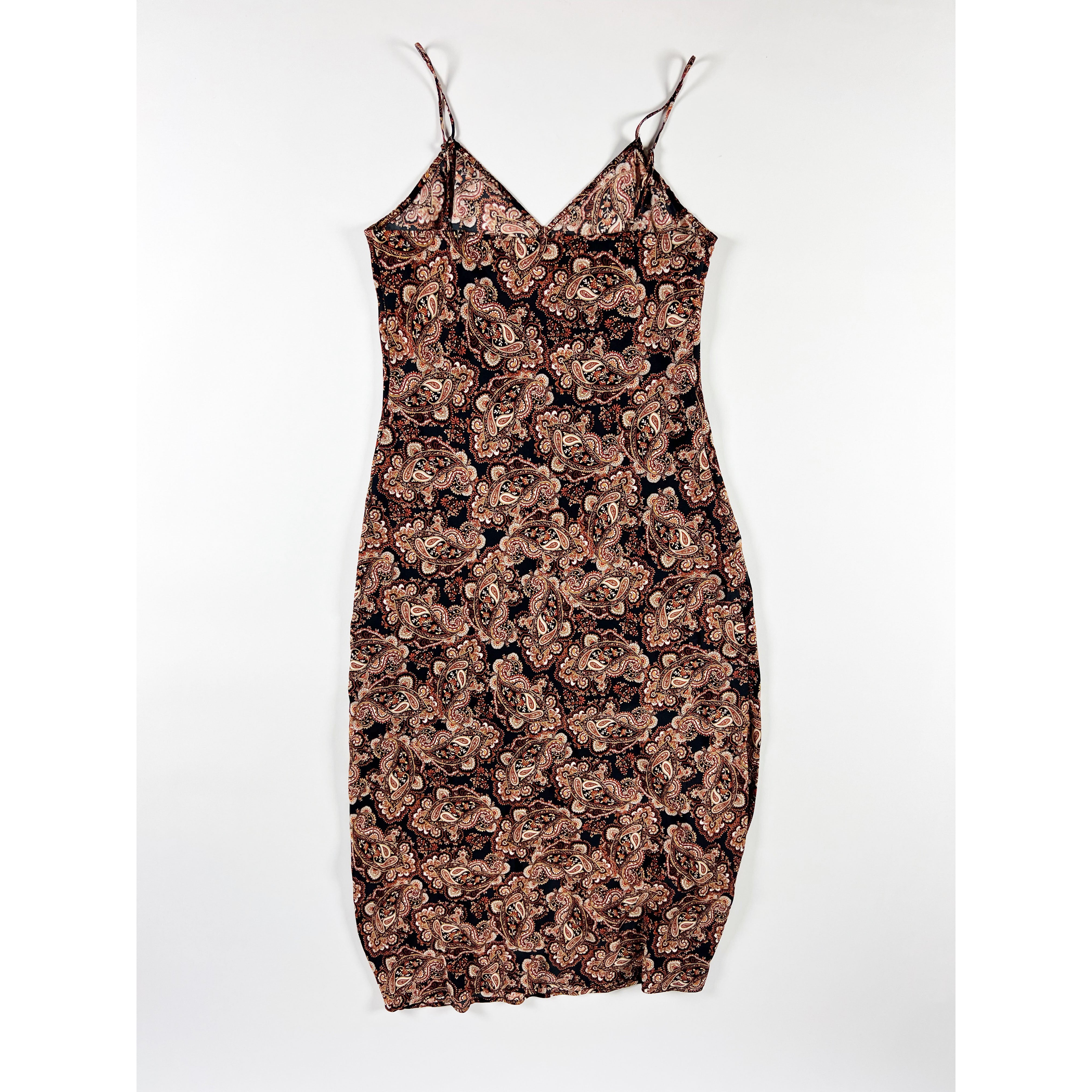 Nili Lotan x Target Brown Multicolor Paisley Print Pattern Mini Slip Dress S