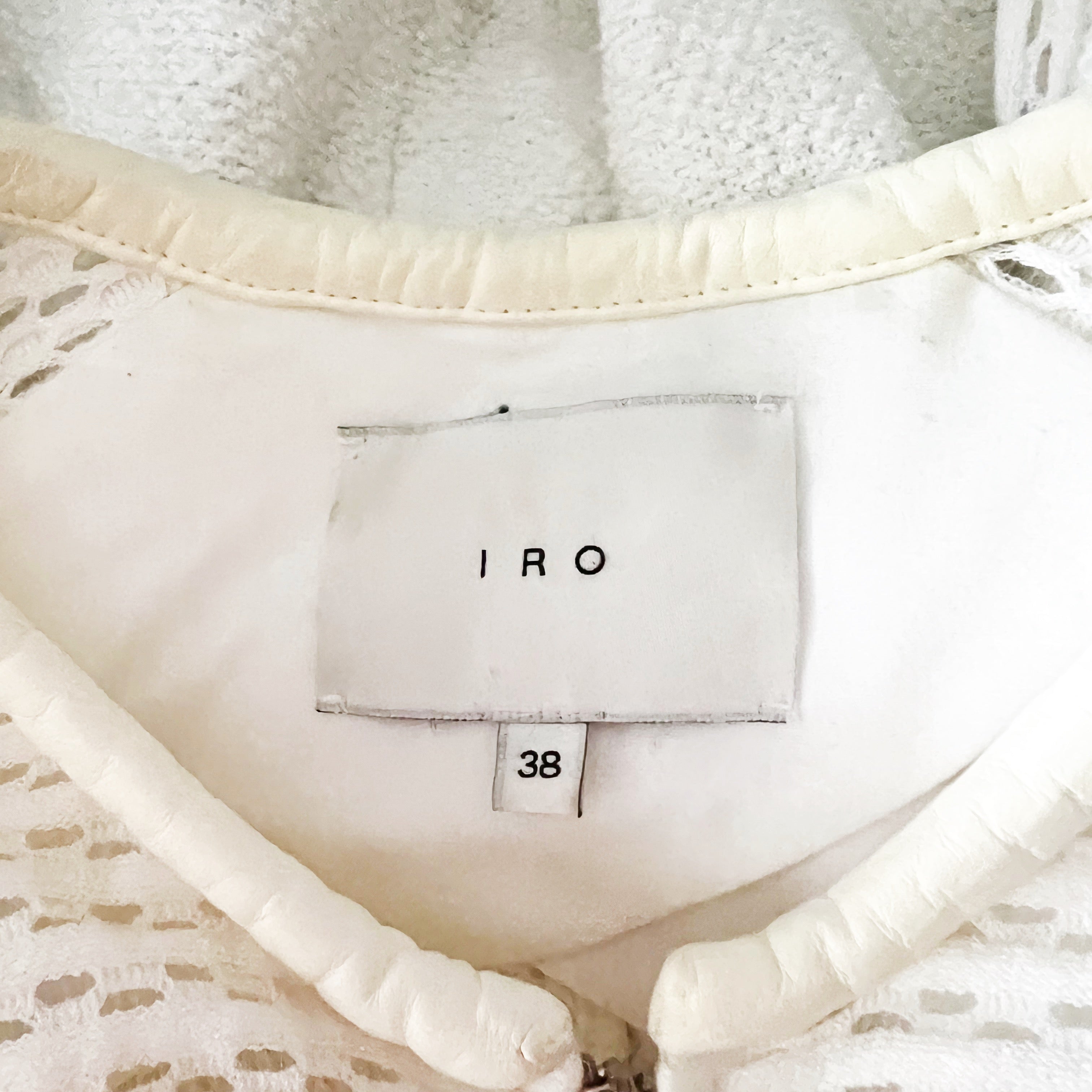 IRO Hurley Cotton Stretch Crochet Knit Genuine Lamb Leather Trim Blazer Jacket 6