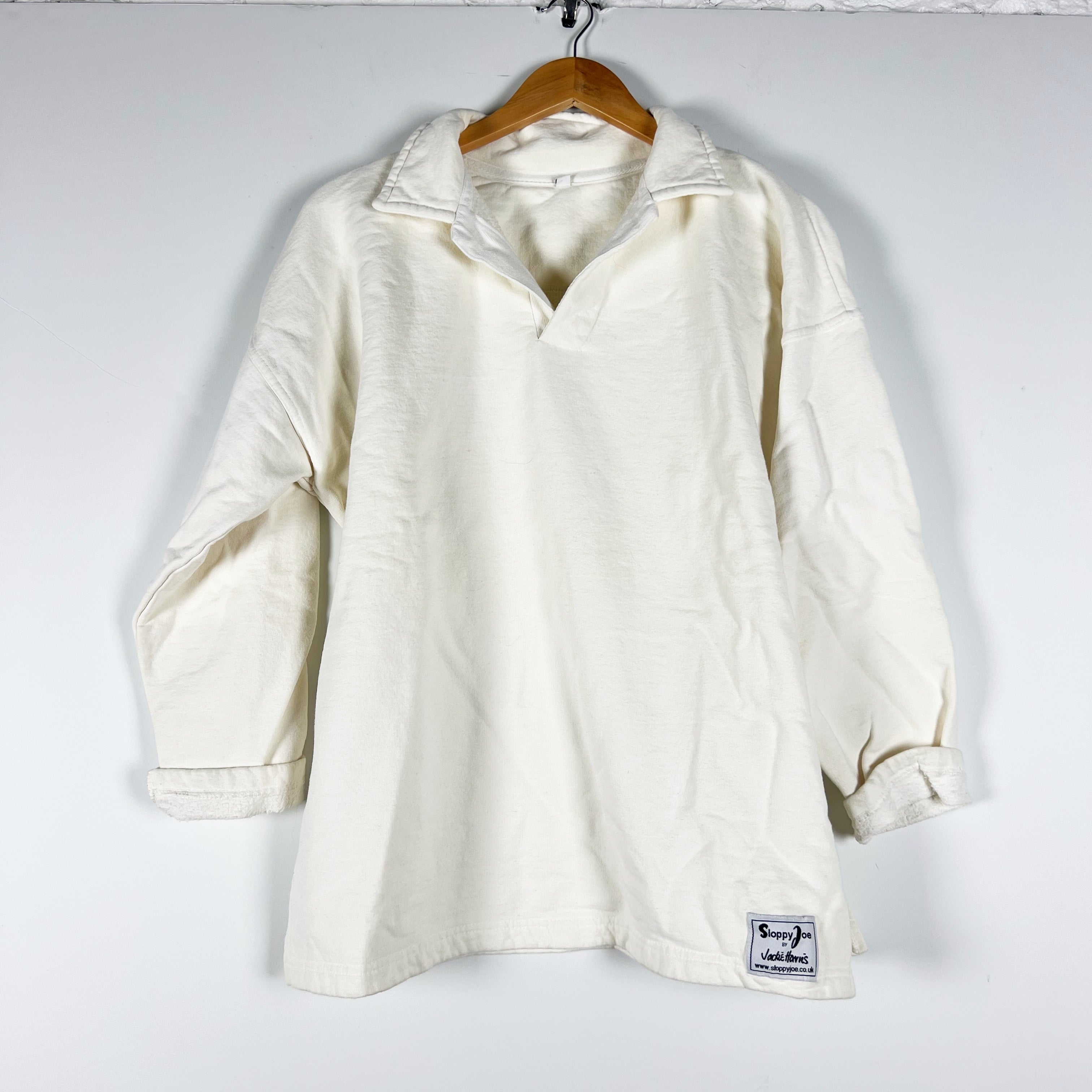 Sloppy Joe By Jackie Harris Organic Cotton Collared V Neck Pullover Sweater 1
