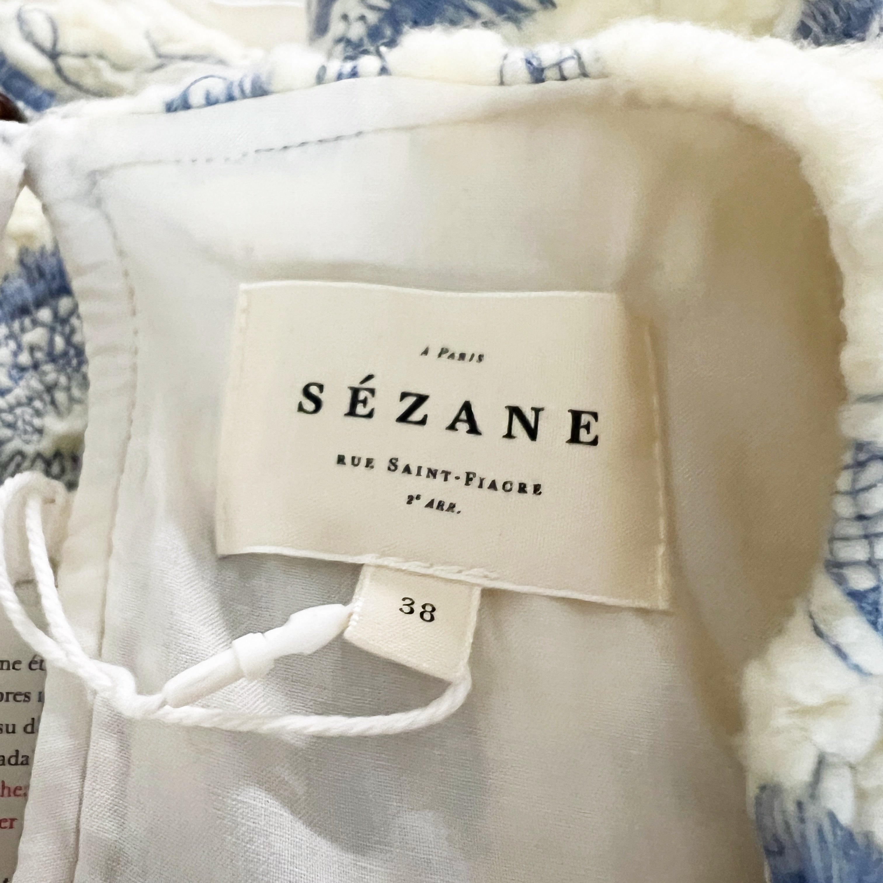 NEW Sezane Harlem Fuzzy Textured Crew Neck Sweat Shirt Pullover Sweater Bleu 6