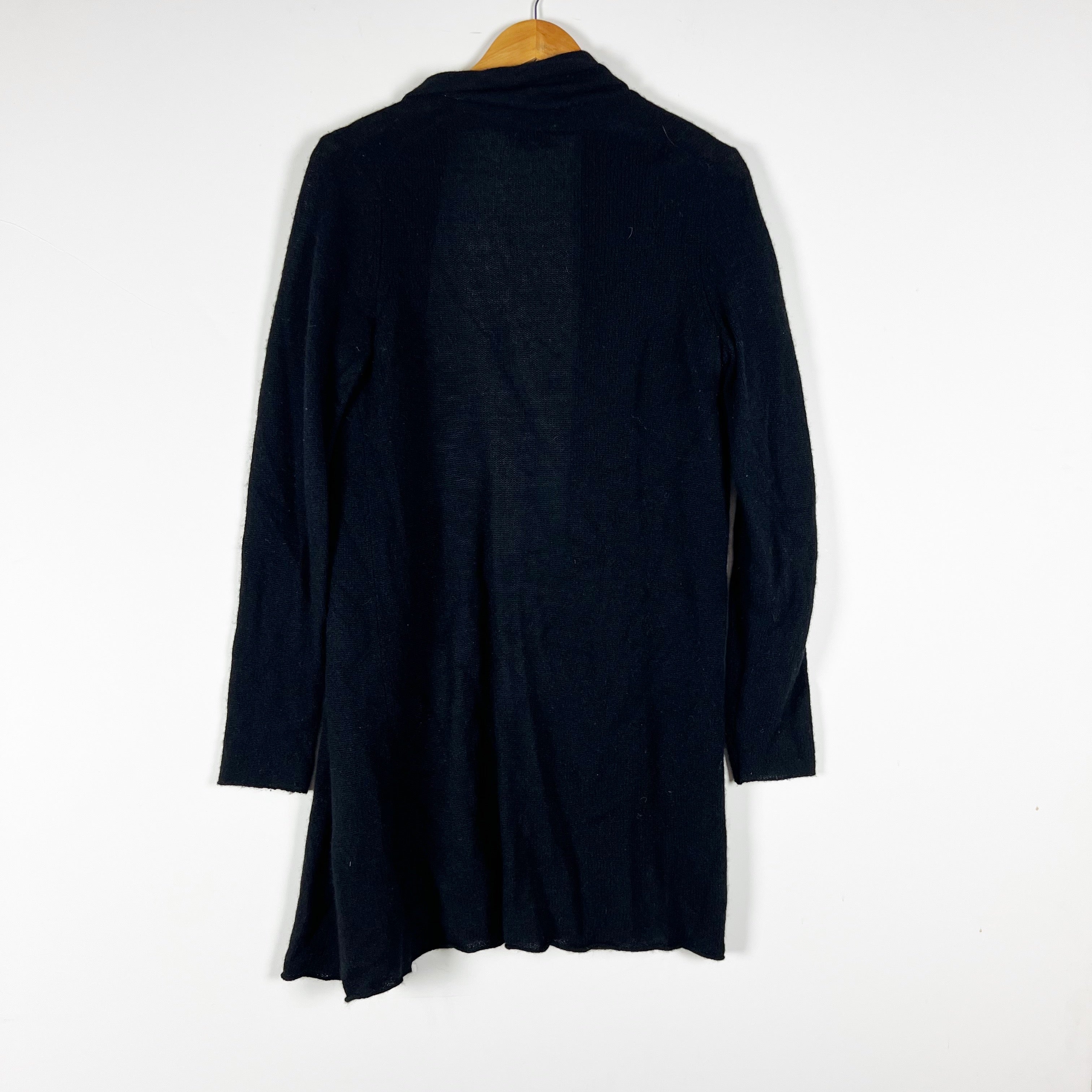 White + Warren Essentials Trapeze 100% Cashmere Knit Cardigan Sweater Black S