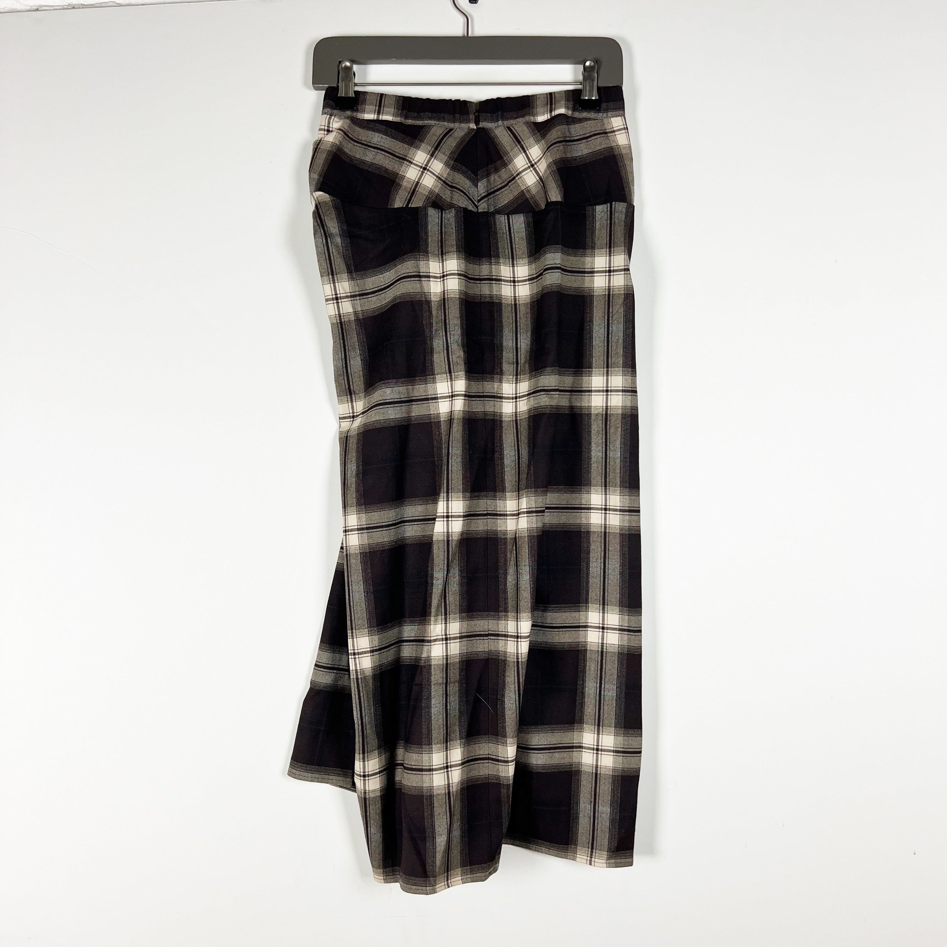 NEW COS Draped Check Plaid Print Pattern Wool Blend Midi Skirt Brown 4