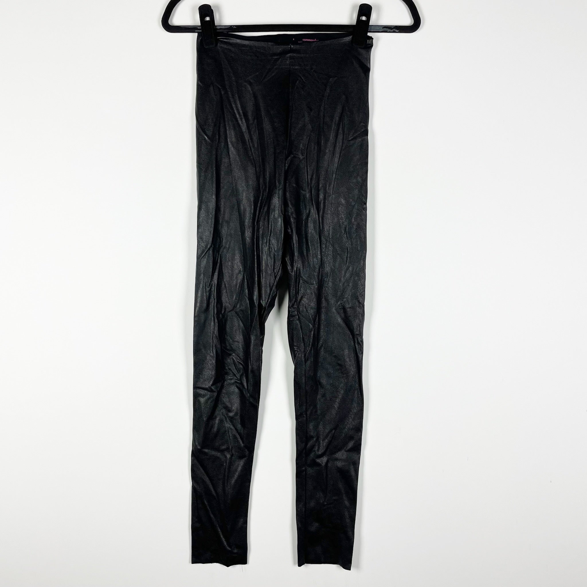 Commando Faux Vegan Leather High Waisted Skinny Leggings Solid Black