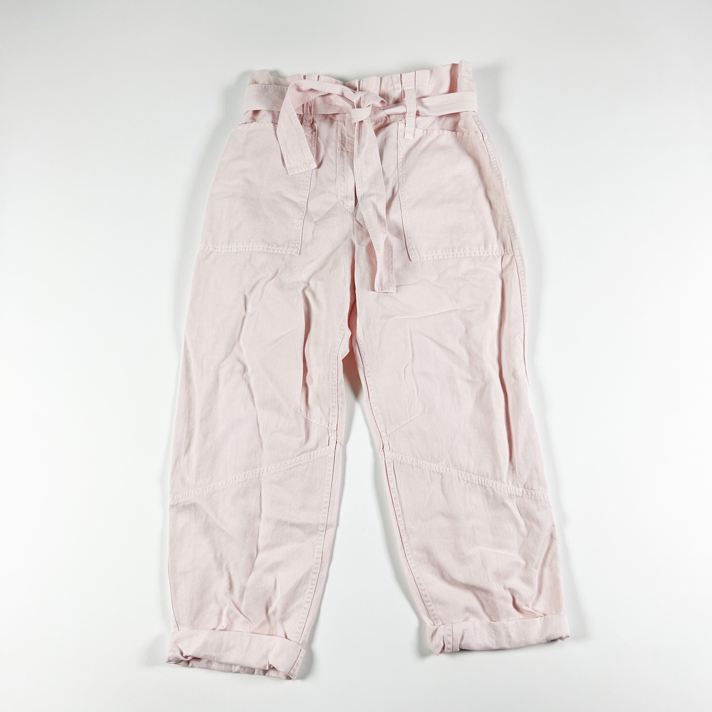 NEW A.L.C. Coburn Paperboy High Waisted Cotton Linen Cargo Fit Pants Morganite