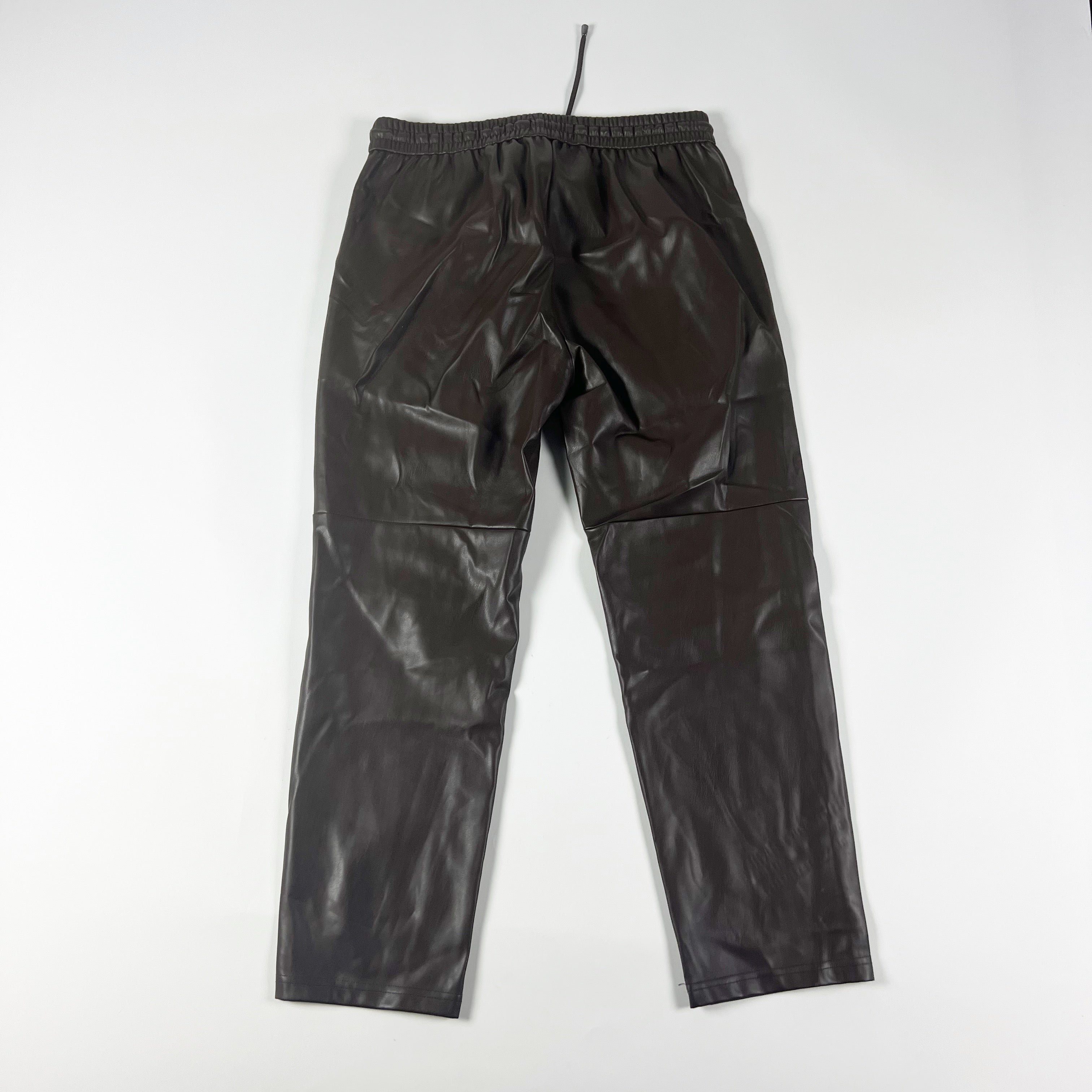 Anthropologie Sakara Faux Vegan Leather Mid Rise Straight Leg Brown Pants Medium