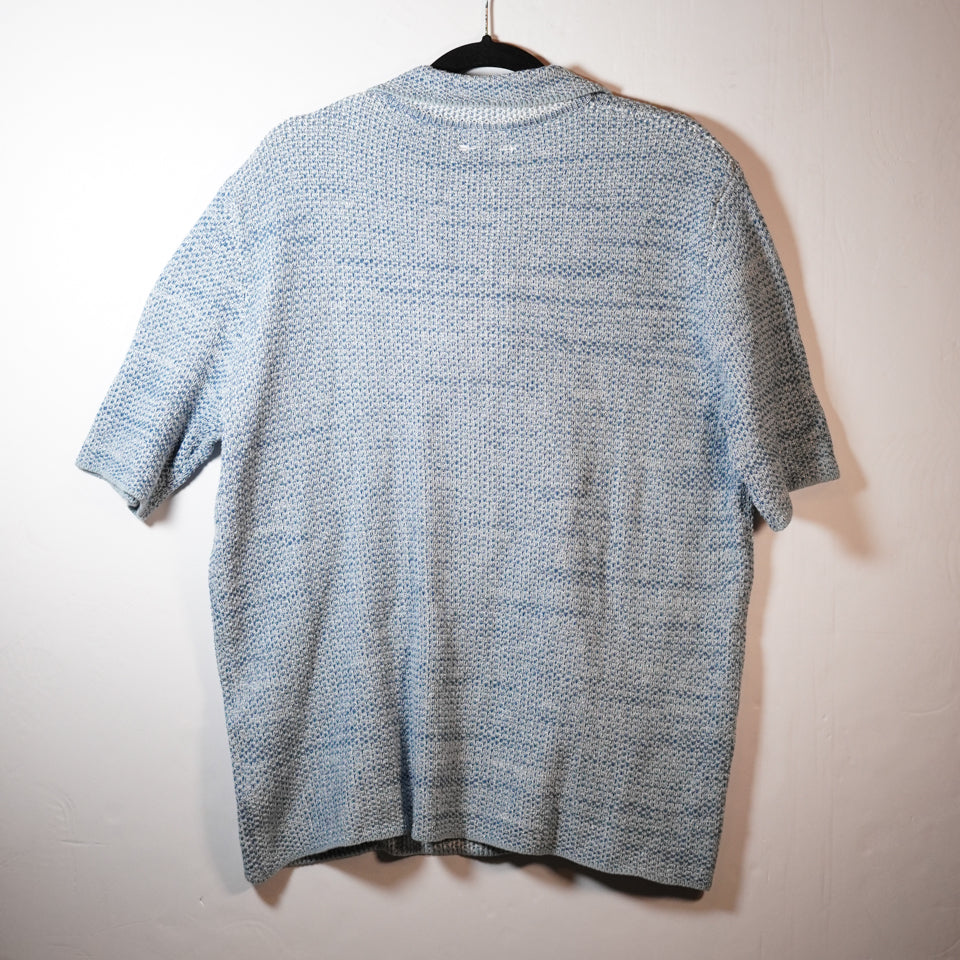 NEW The Upside Azzurra Cotton Stretch Knit Aida Polo Short Sleeve Sweater Cabana