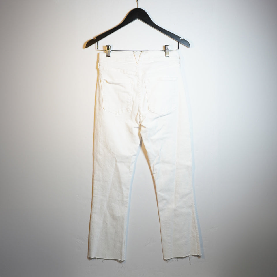 Veronica Beard Carly Kick Flare High Rise Raw Hem White Stretch Denim Jeans 26