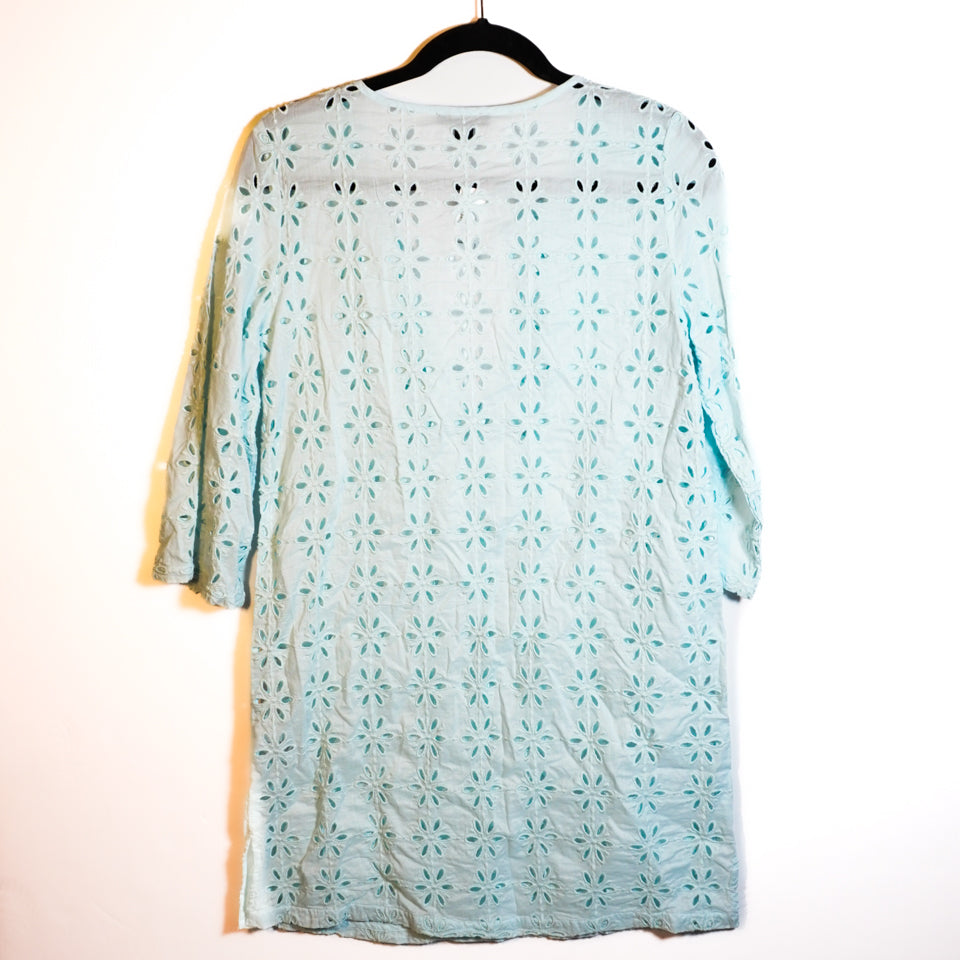 NEW J. Crew Ruffled Beach Tunic Pullover In Laser-Cut Cotton Eyelet Mini Dress