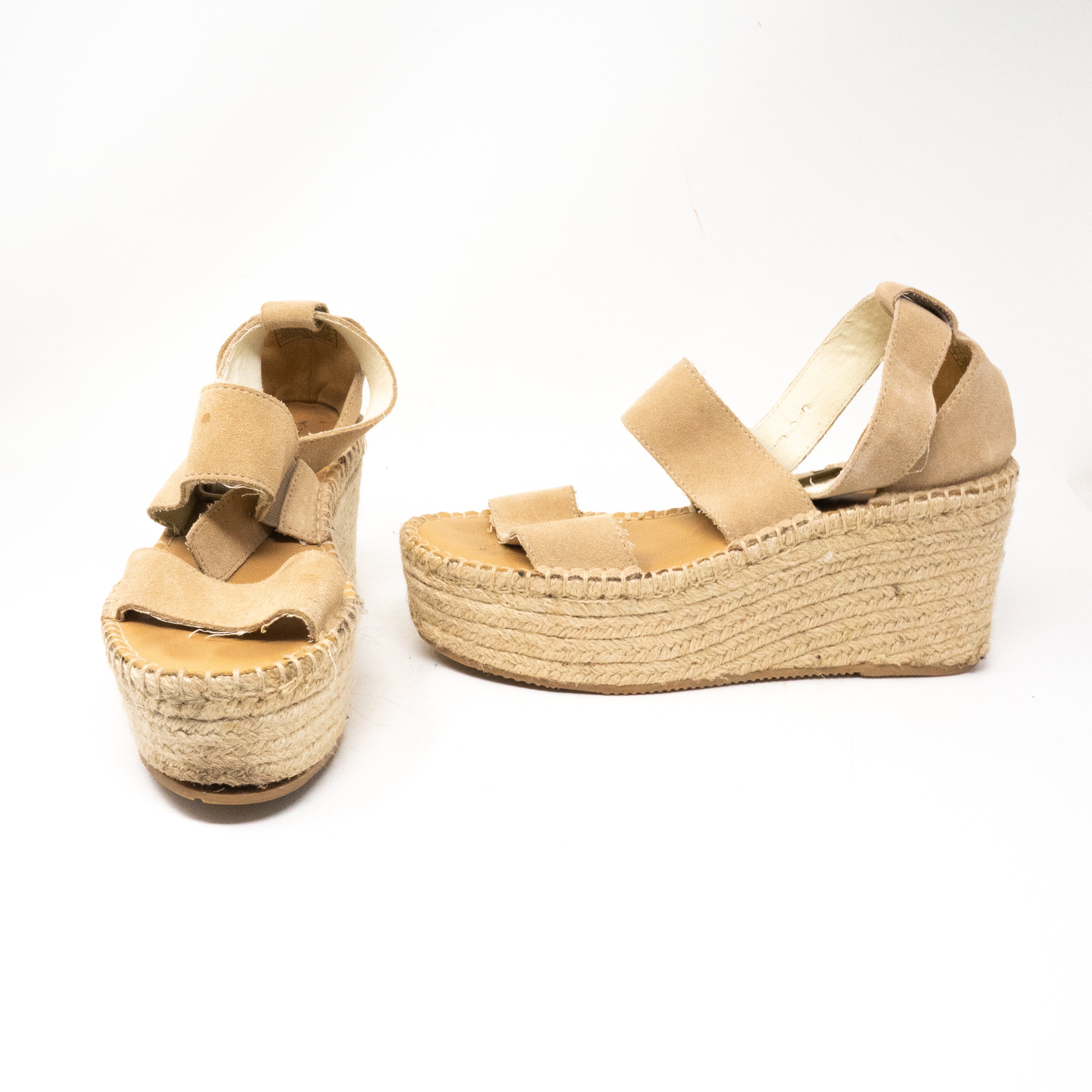Soludos Minorca High Platform Genuine Suede Leather Open Toe Platform High Heels