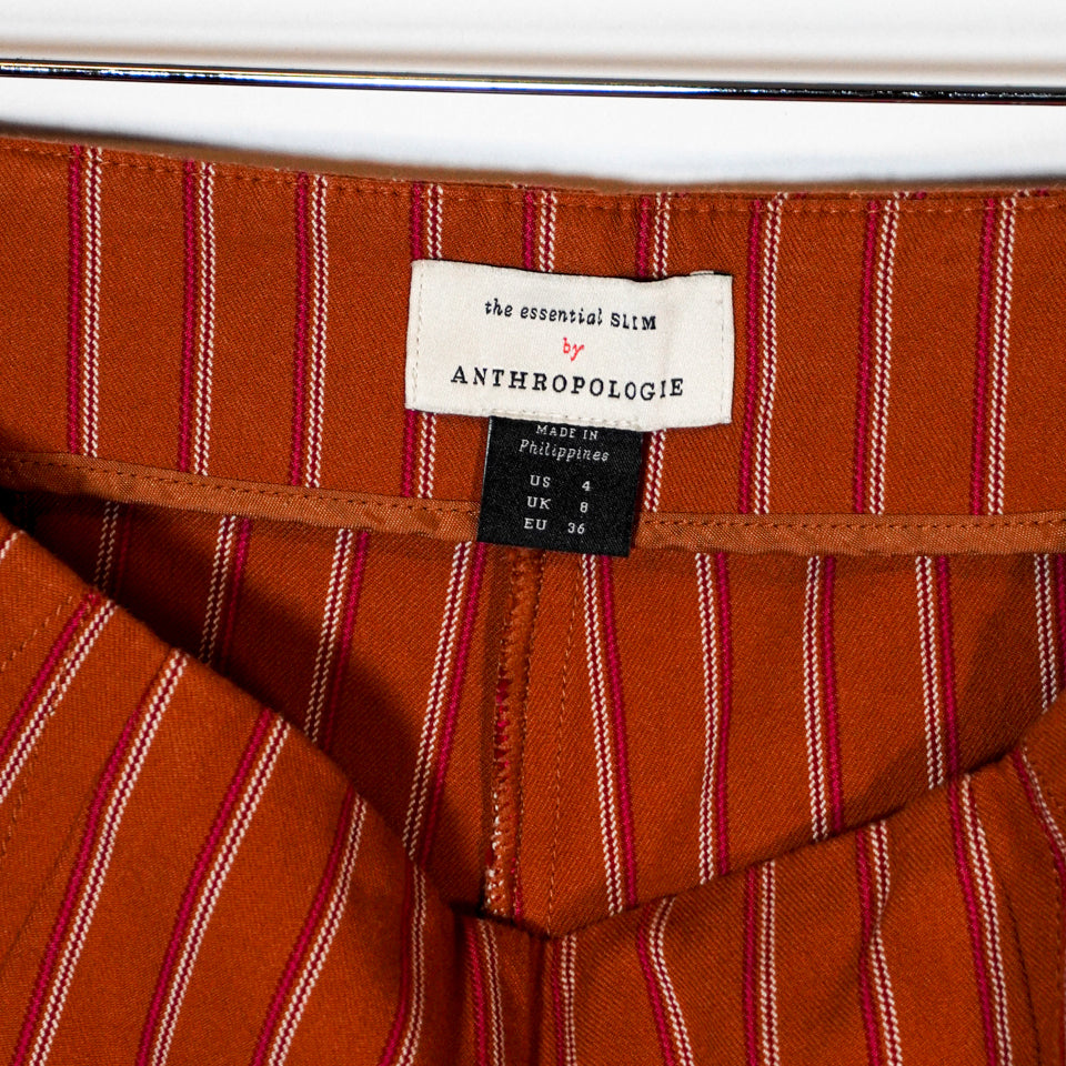 Anthropologie Women's The Essential Slim Mid Rise Ankle Crop Casual Trouser Pant