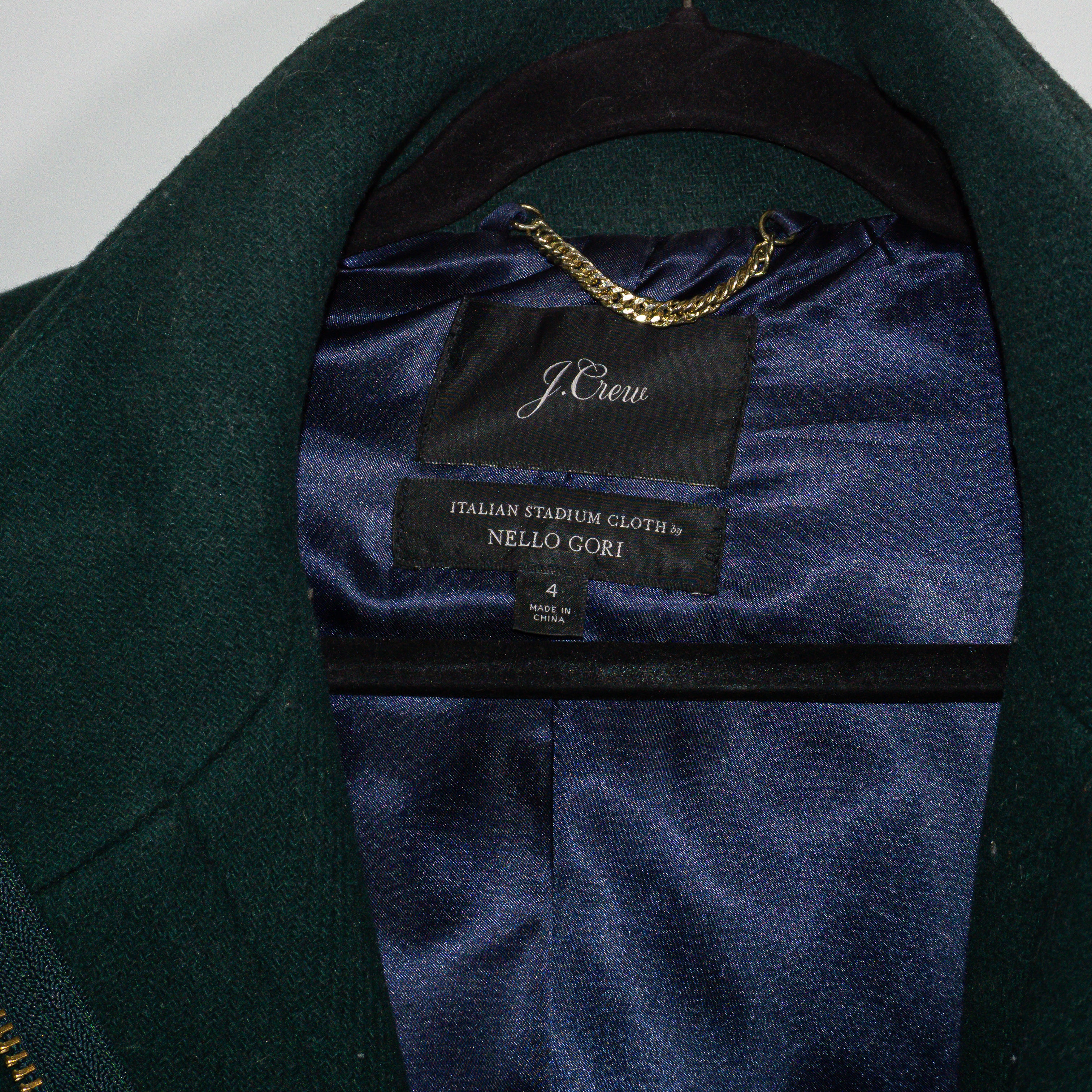 J. Crew Italian Stadium Cloth Nello Gori Wool Cocoon Peacoat Jacket Green 4