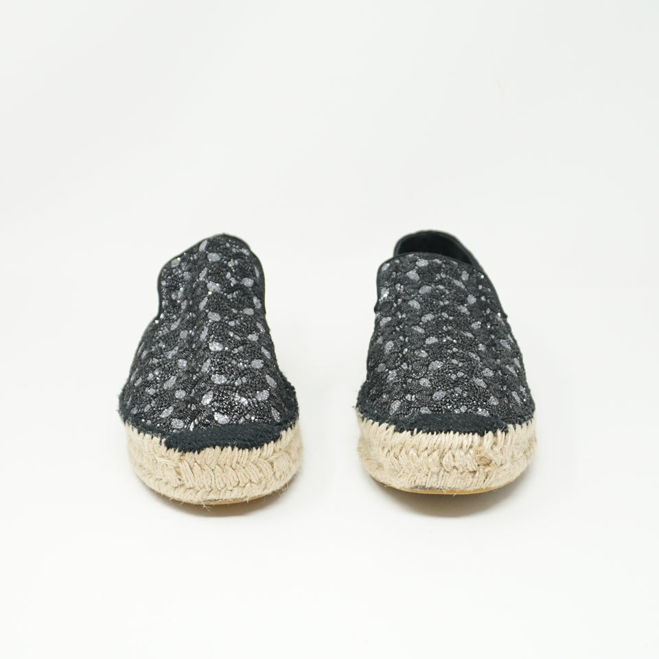ASH Donna Sparkle Glitter Lace Embellished Slip On Espadrilles Flats Shoes 7