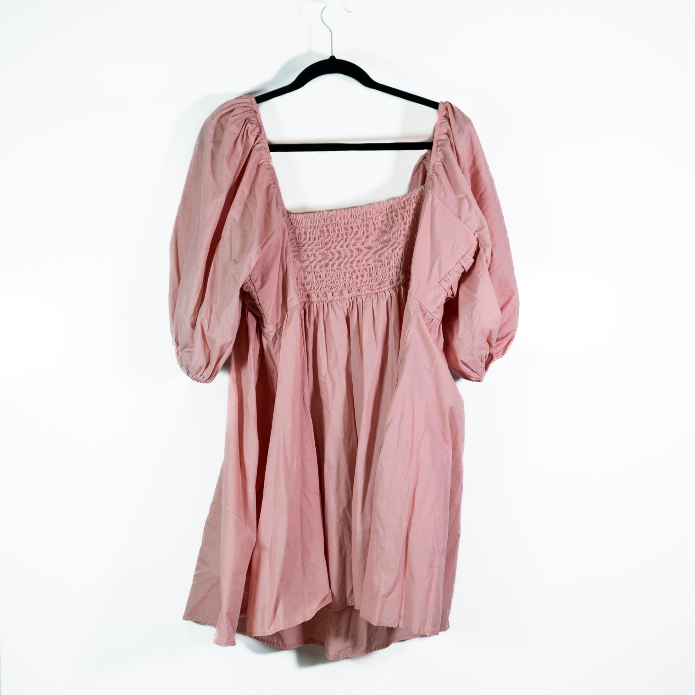 Abercrombie & Fitch Cotton Poplin Ruched Half Puff Sleeve Pullover Mini Dress XL