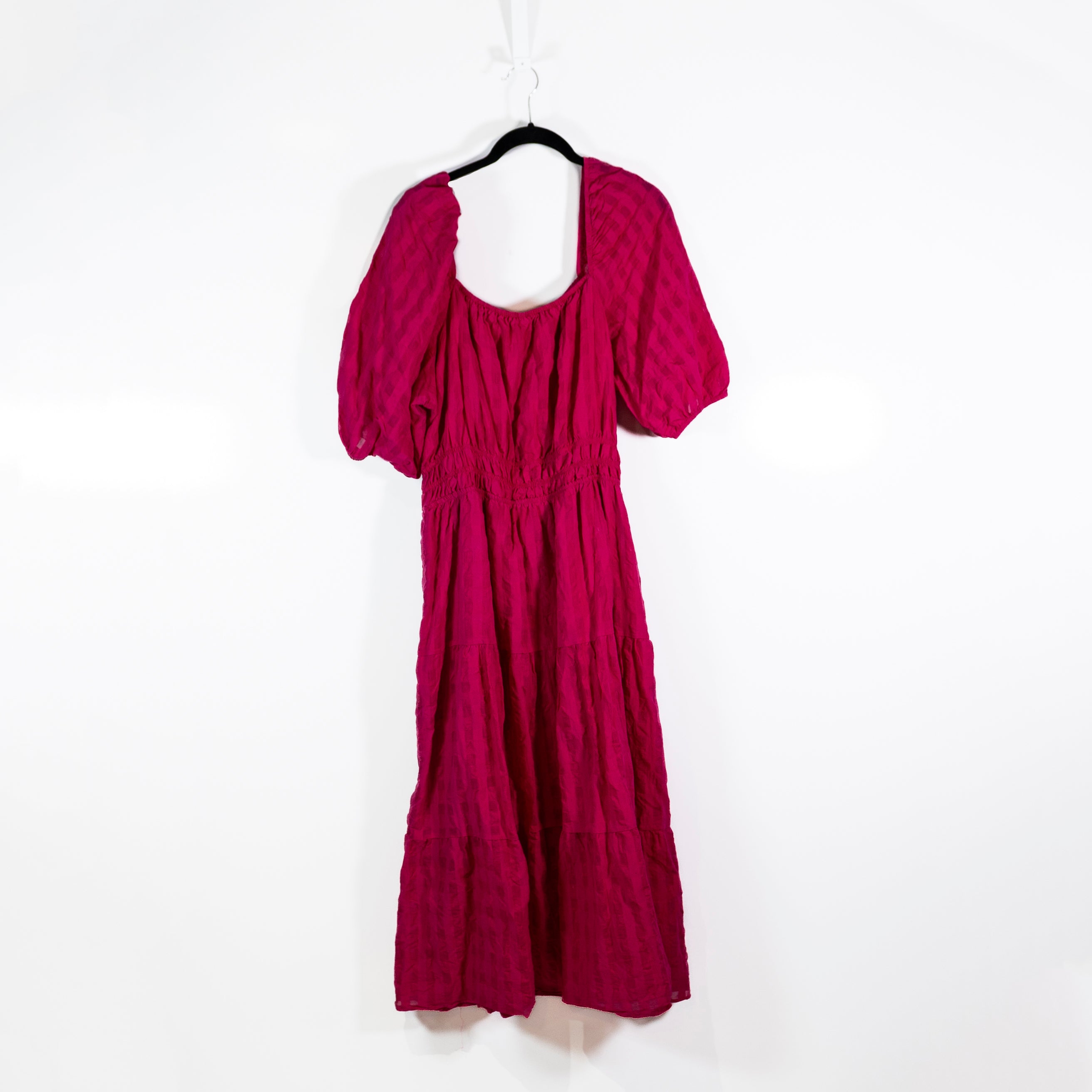 Anthropologie Francesca Tiered Cotton Blend Pullover Plus Midi Dress Pink 1X