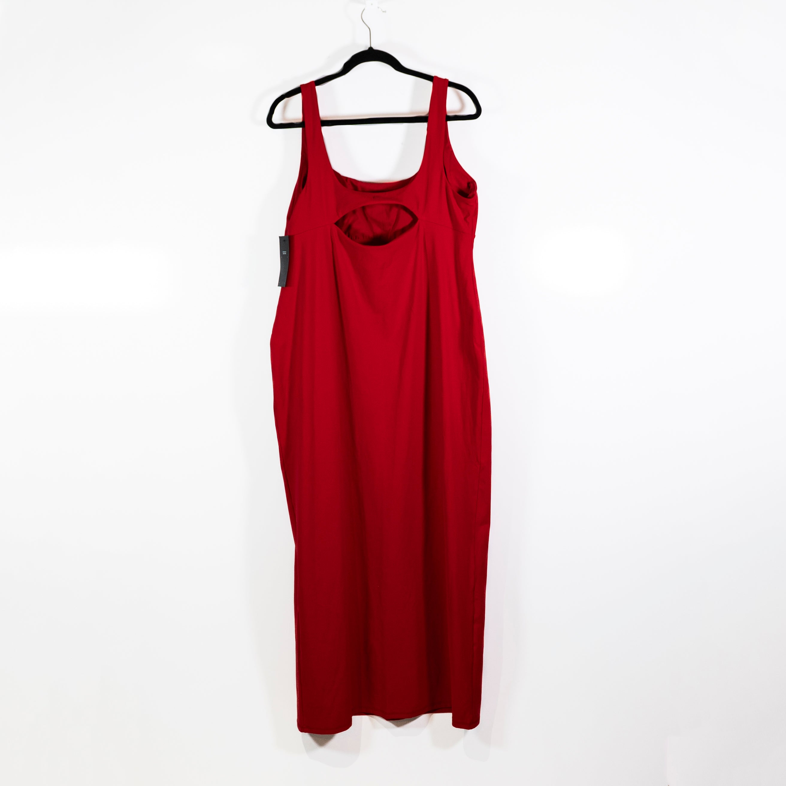 NEW Fabletics PureLuxe Stretch Knit Scoop Neck Long Maxi Dress Heated Red 2X